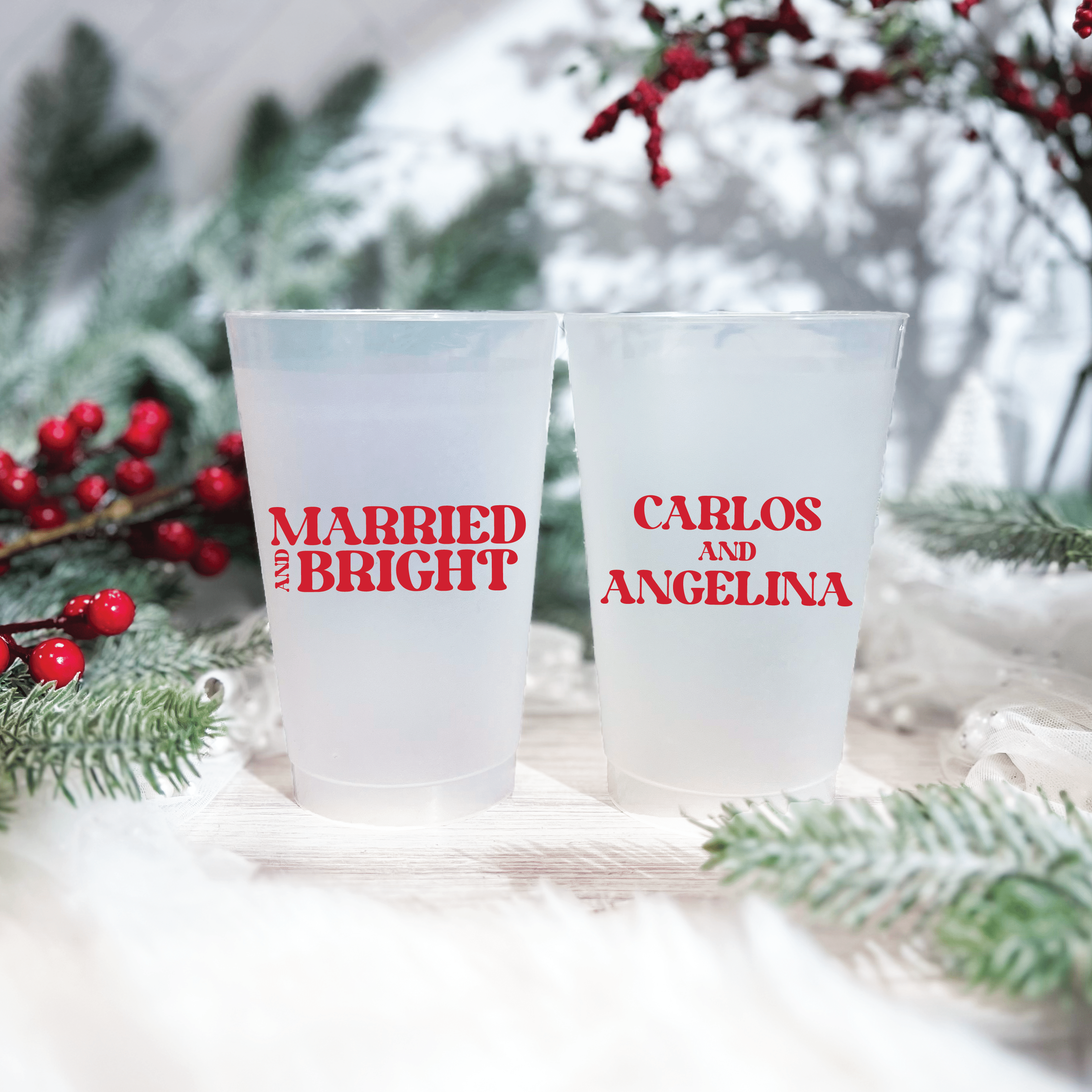 Married And Bright Wedding Frosted Plastic Cups - Cup - Frosted
