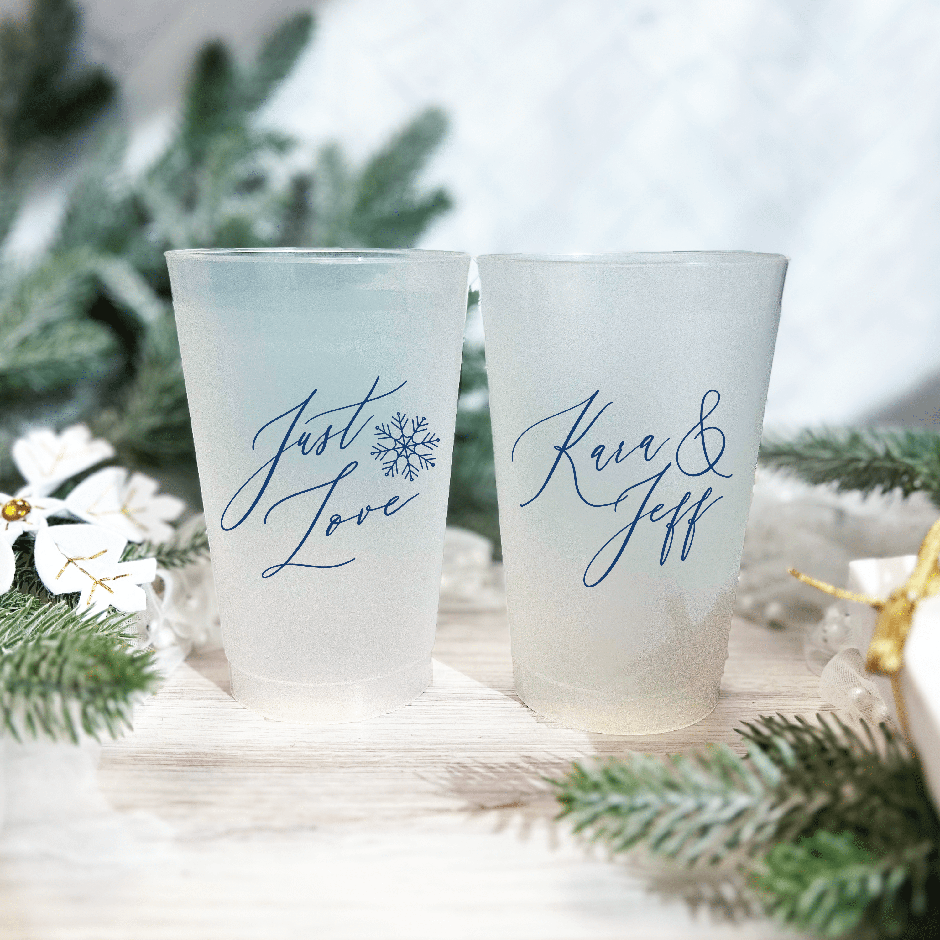 Just Love Personalized Wedding Frosted Plastic Cups - Cup - Frosted