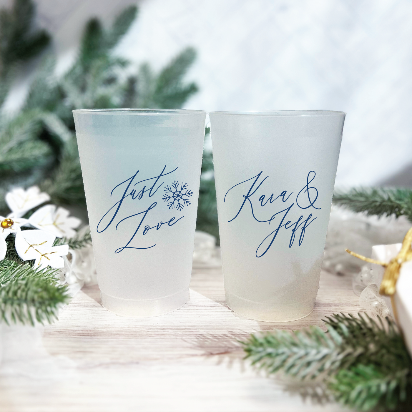 Just Love Personalized Wedding Frosted Plastic Cups