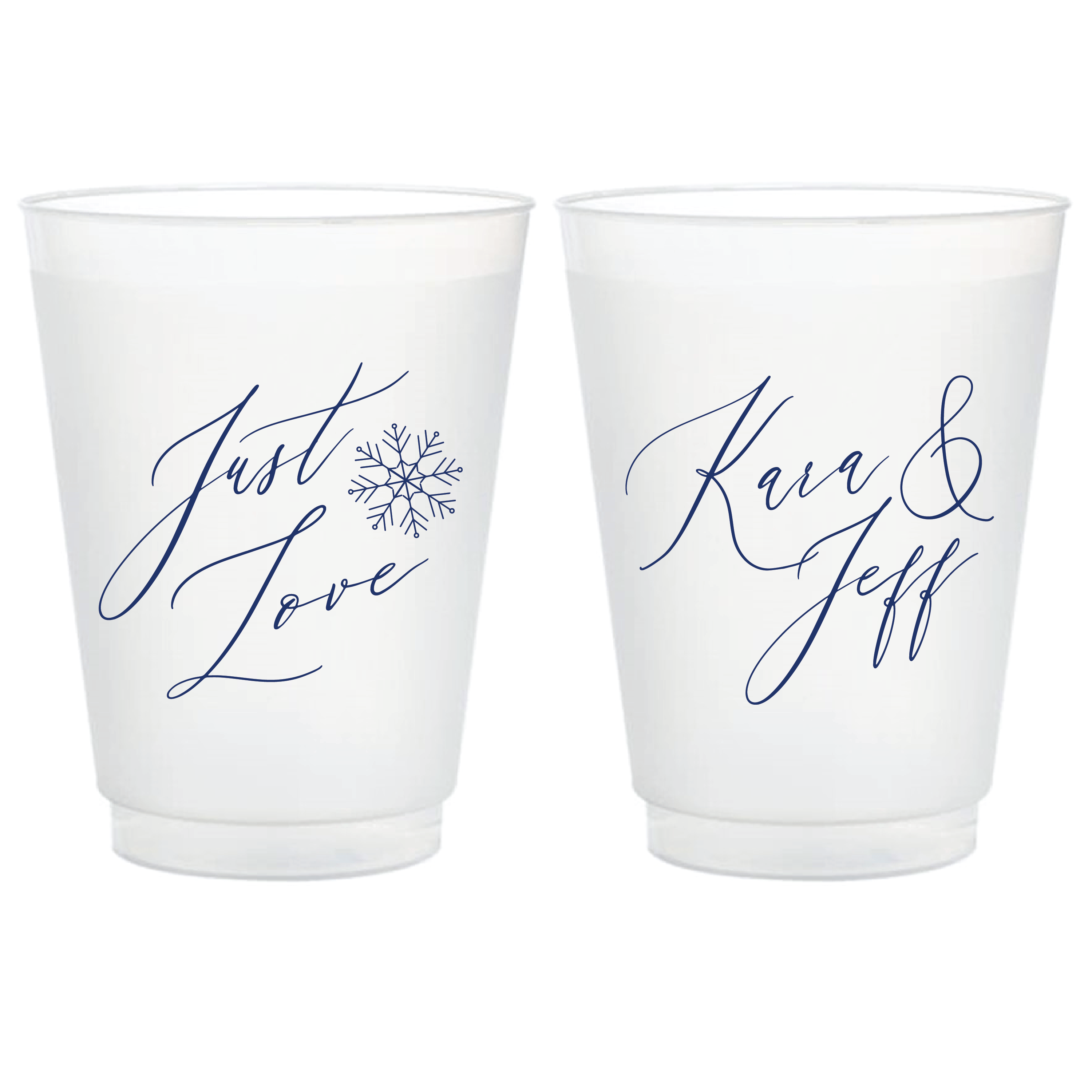 Just Love Personalized Wedding Frosted Plastic Cups - Cup - Frosted