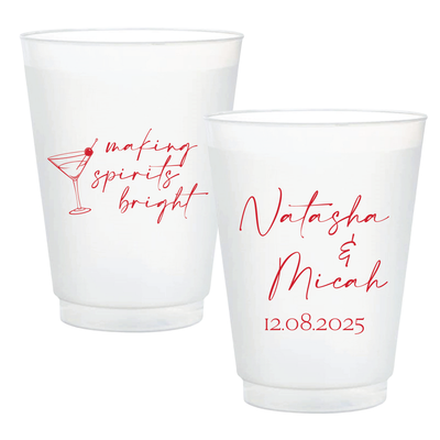 Making Spirits Bright Wedding Frosted Plastic Cups