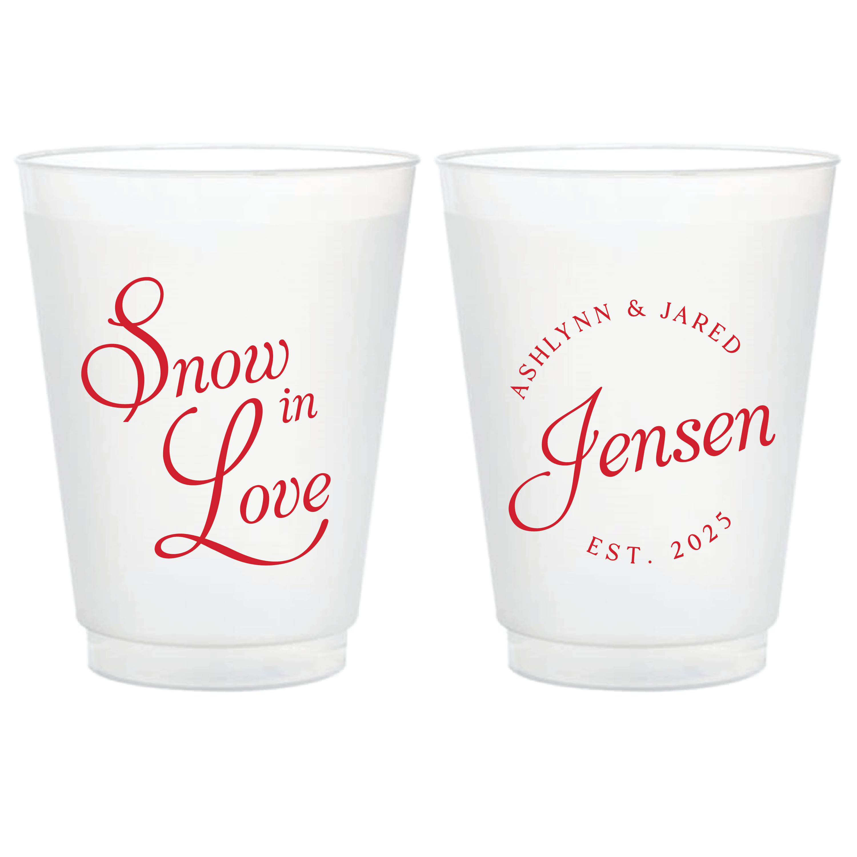 Snow In Love Wedding Frosted Plastic Cups - Cup - Frosted