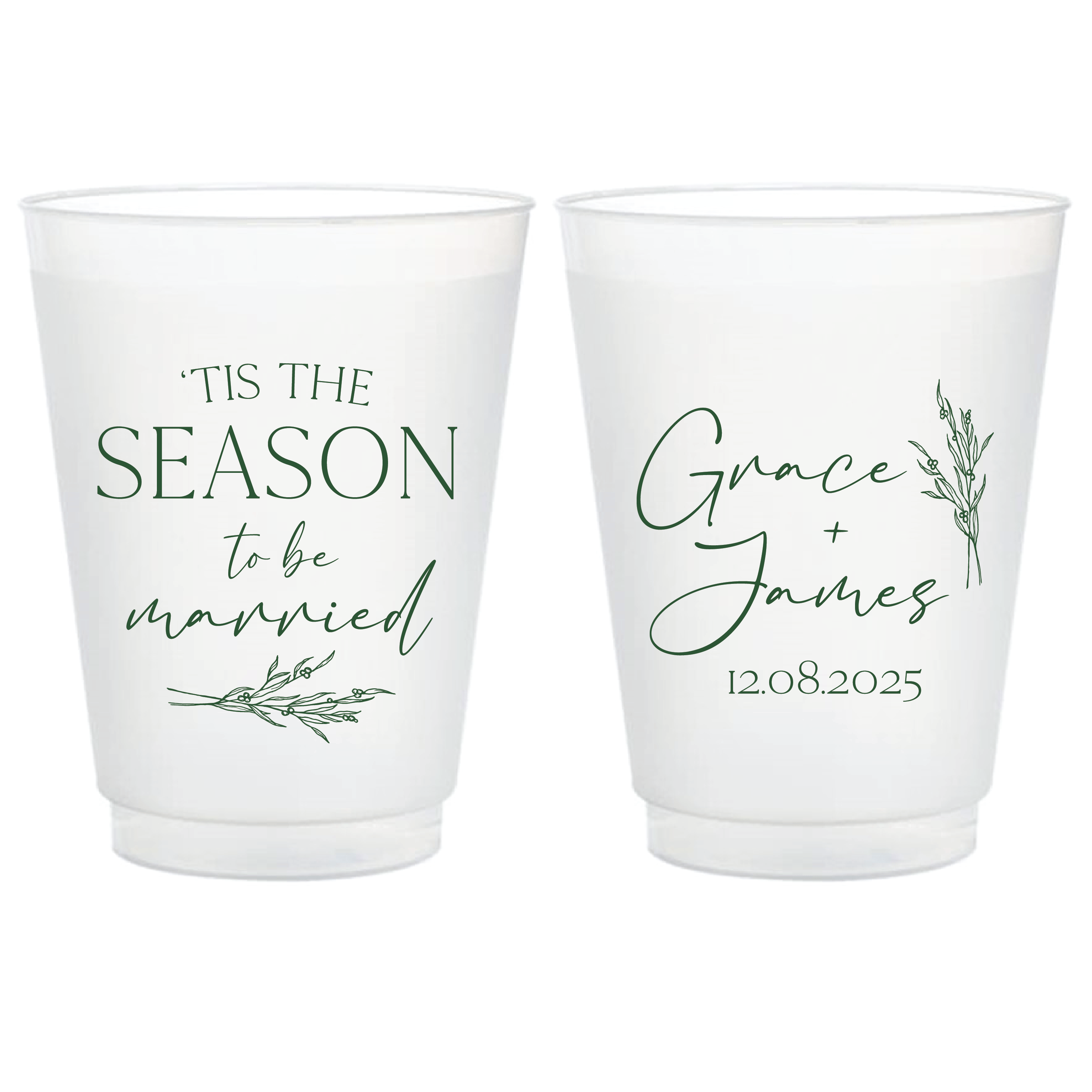 Tis The Season To Be Married Wedding Frosted Plastic Cups - Cup - Frosted
