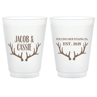 Personalized Antler Wedding Frosted Plastic Cups - Cup - Frosted