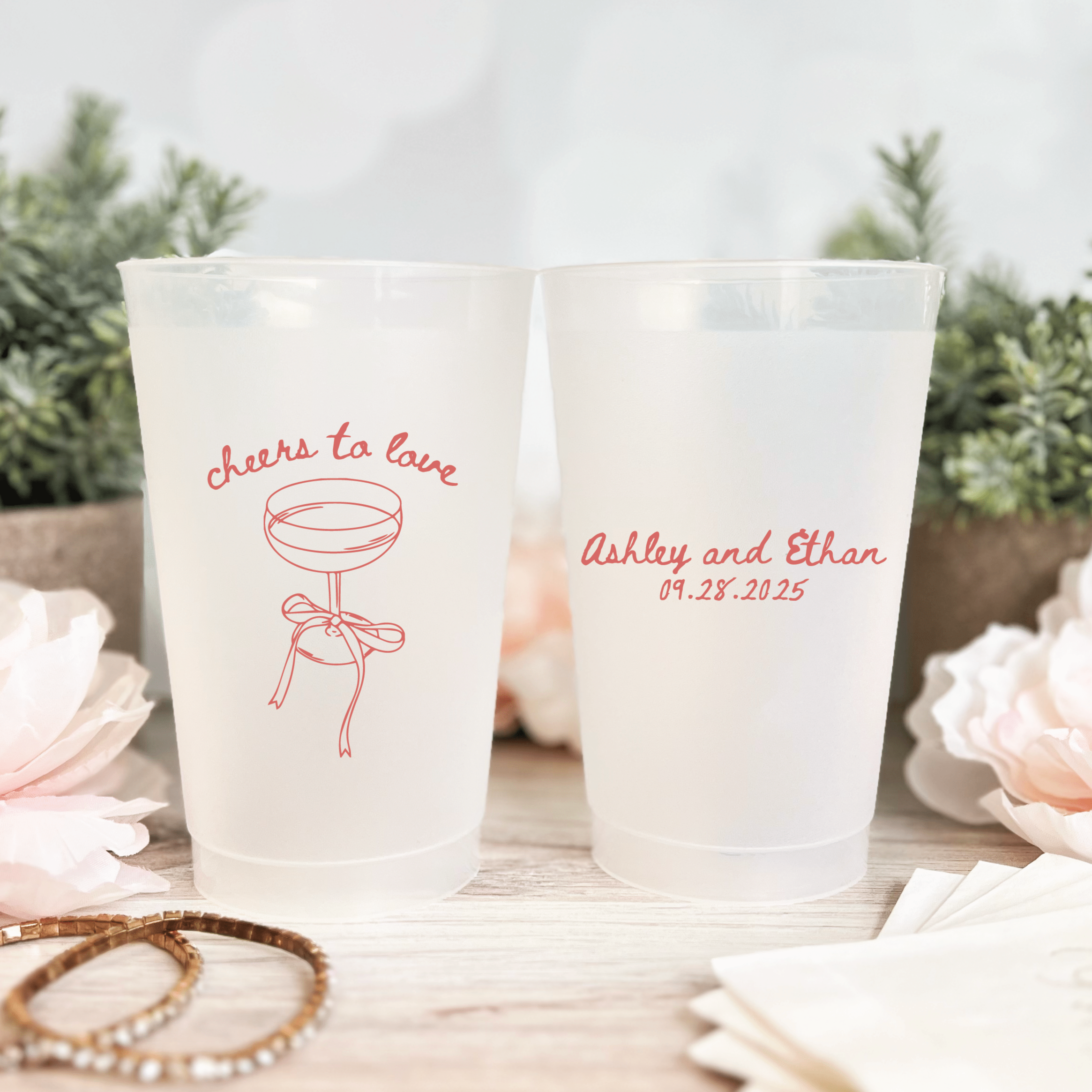 Cheers to Love Wedding Frosted Plastic Cups - Cup - Frosted