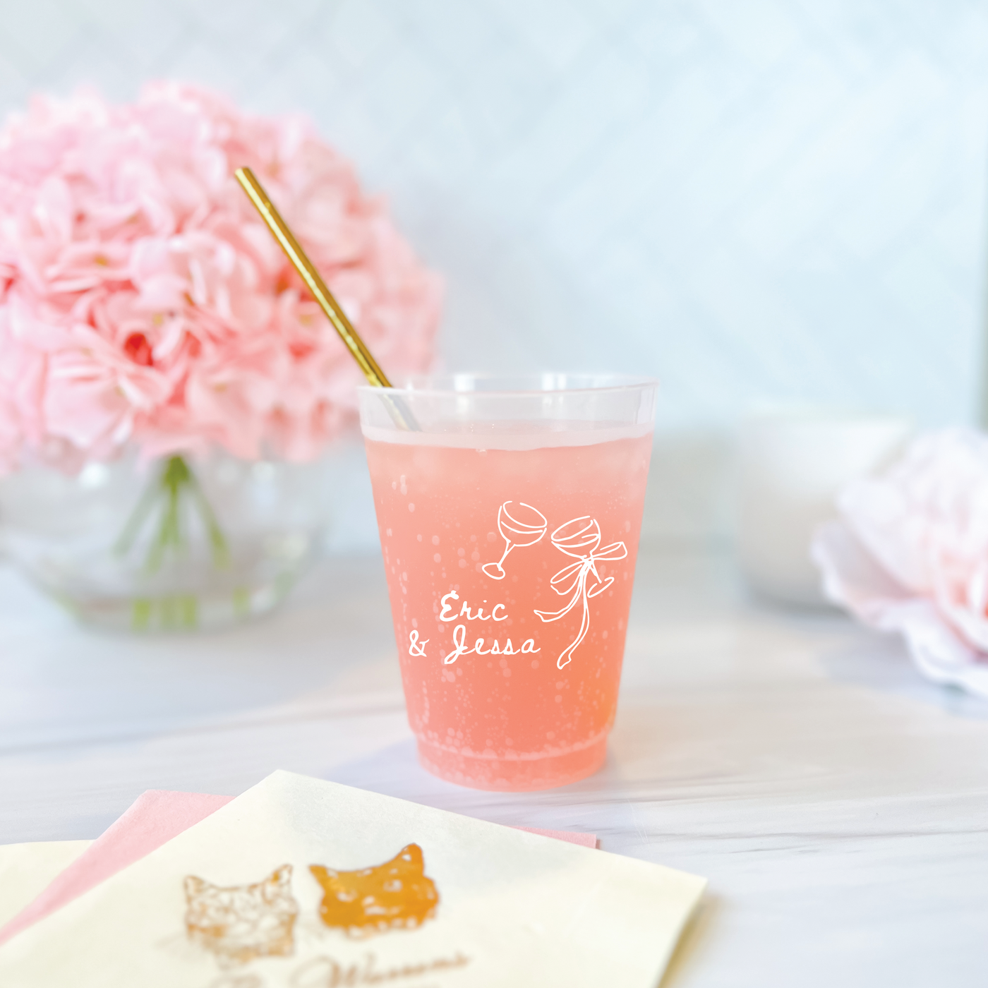 Cheers Personalized Wedding Frosted Plastic Cups