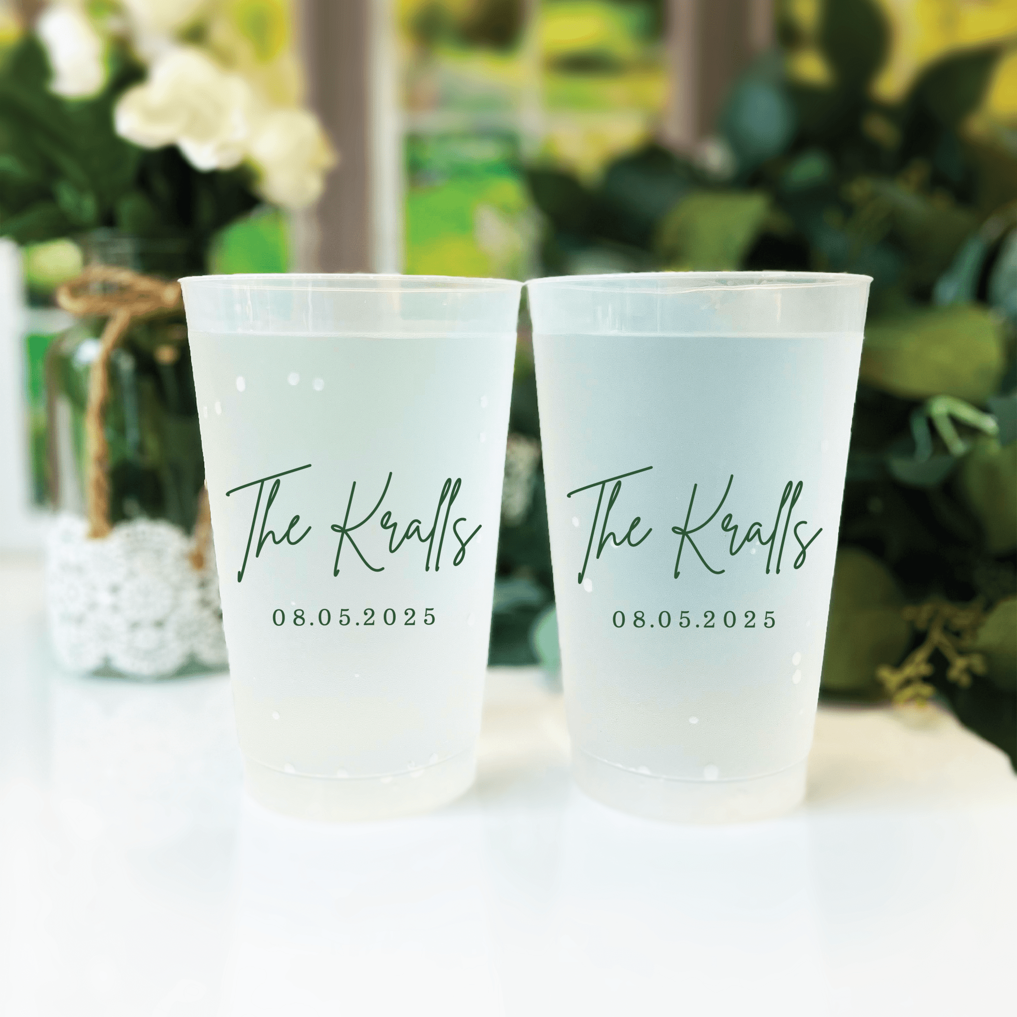 Modern Last Name Frosted Wedding Cups - Cup - Frosted