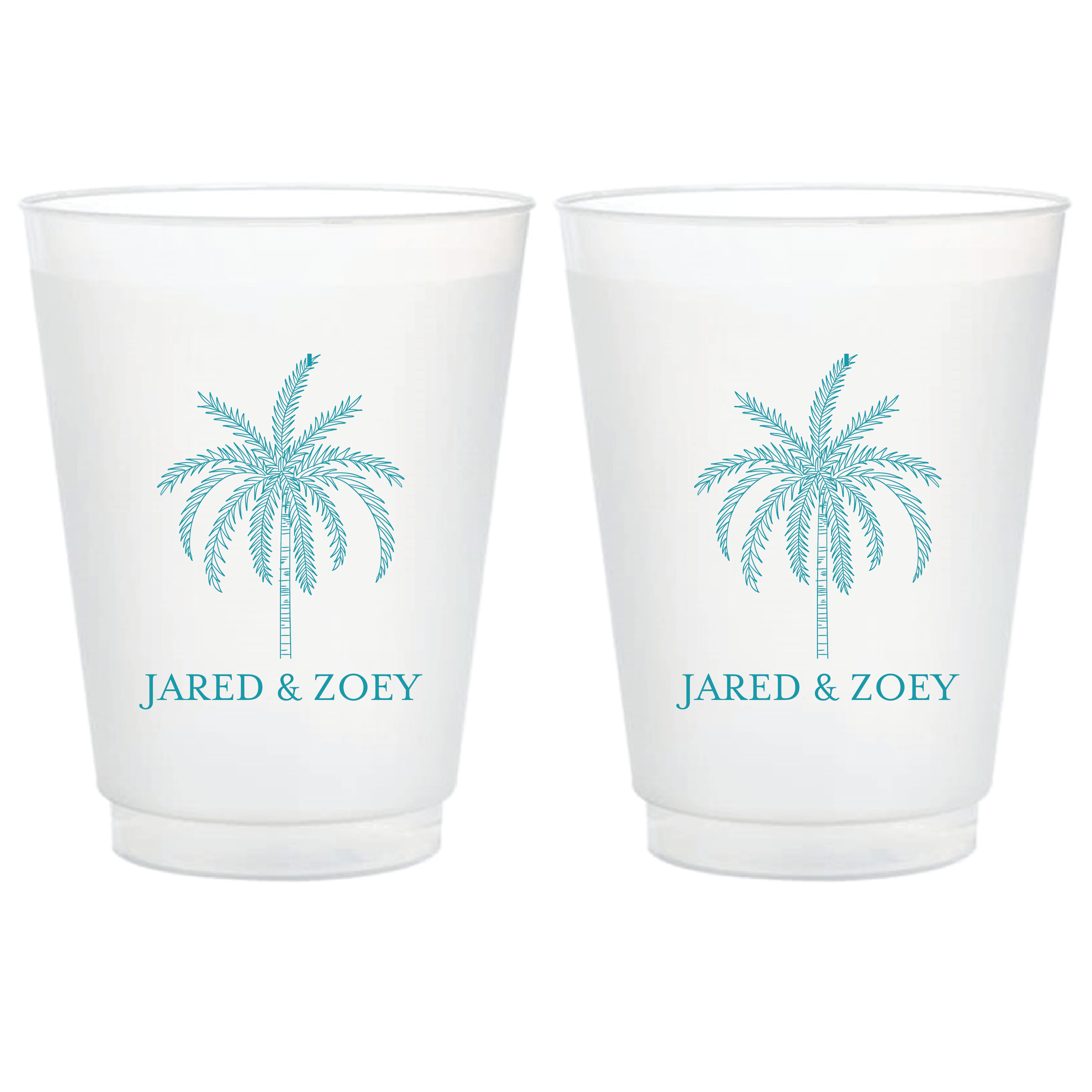 Palm Tree Personalized Frosted Wedding Cups - Cup - Frosted