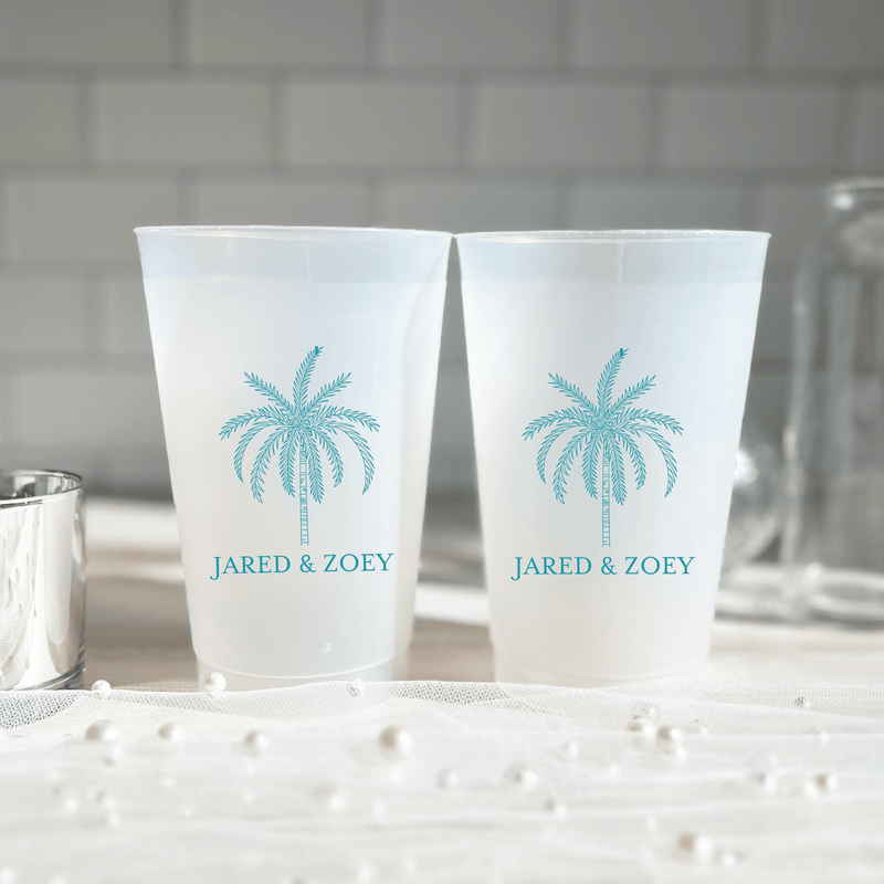 Palm Tree Personalized Frosted Wedding Cups - Cup - Frosted
