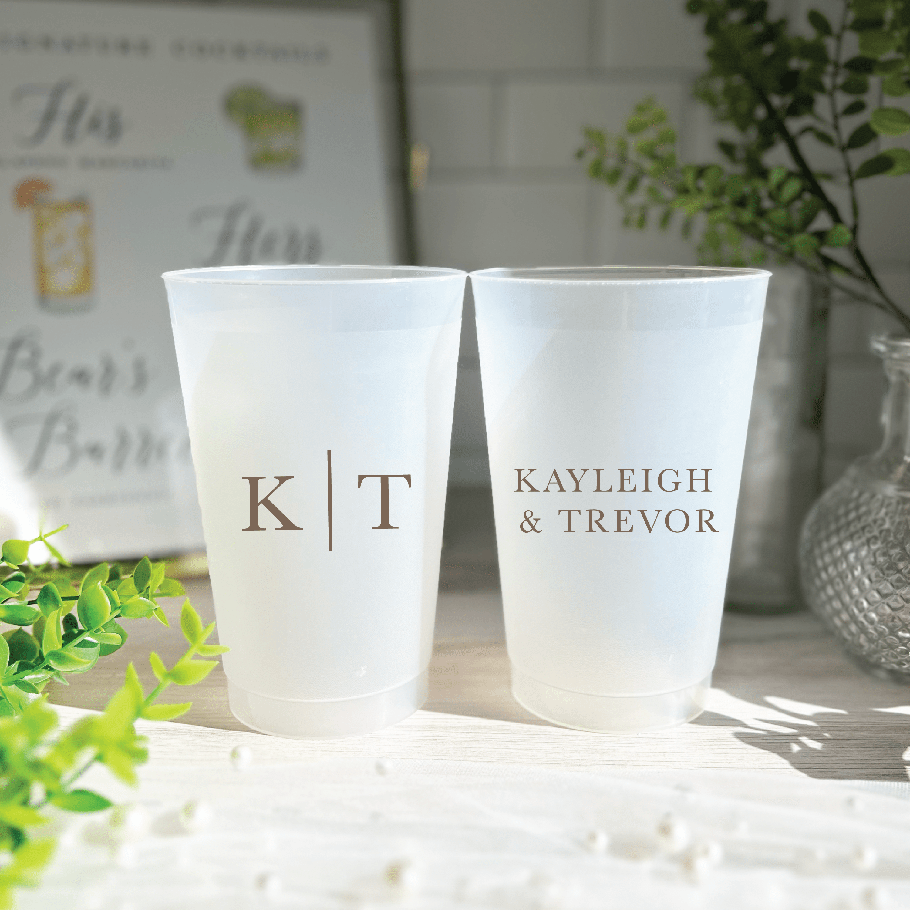 Modern Initials and First Names Frosted Wedding Cups - Cup - Frosted
