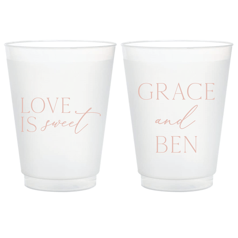 Love Is Sweet Frosted Wedding Cups - Cup - Frosted