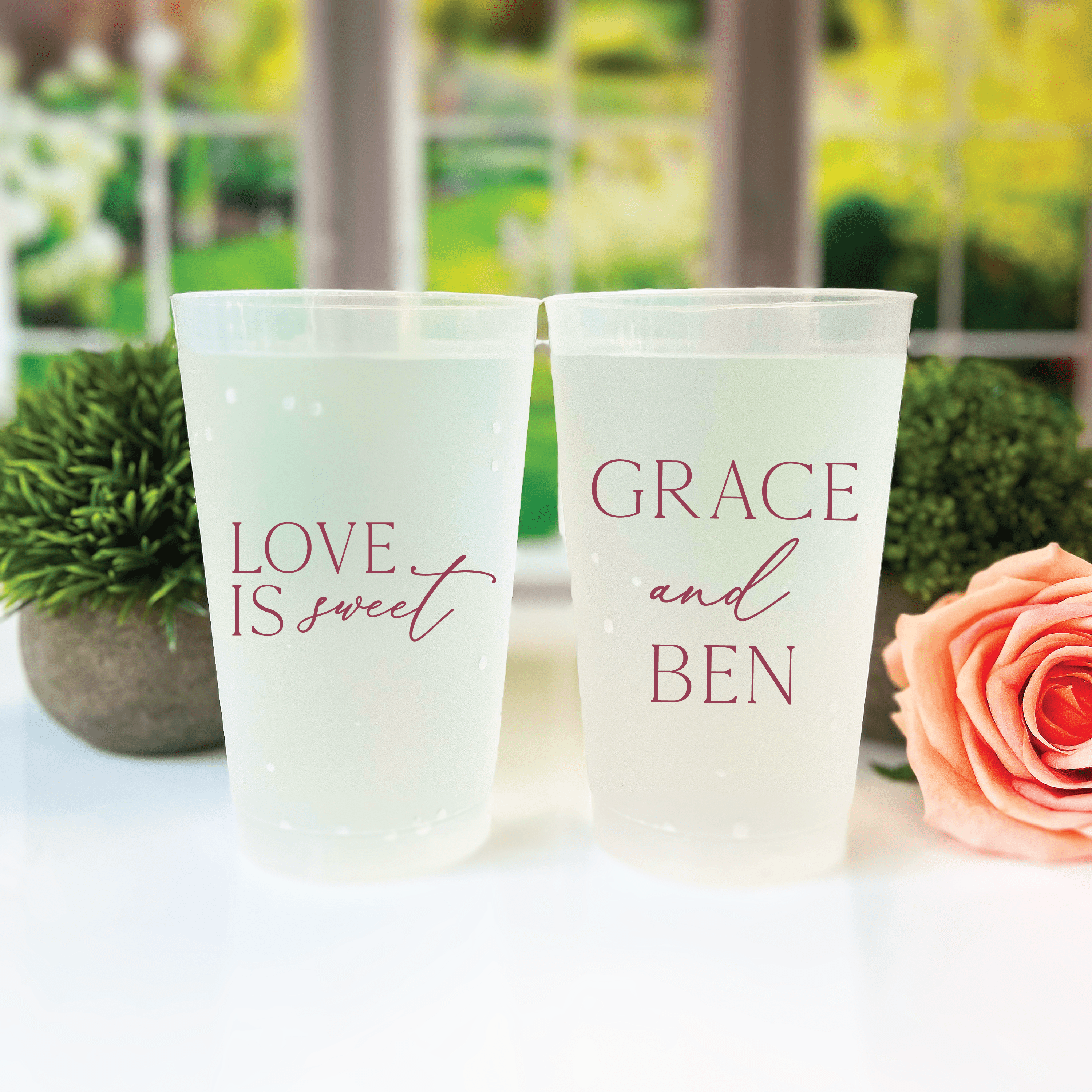 Love Is Sweet Frosted Wedding Cups - Cup - Frosted