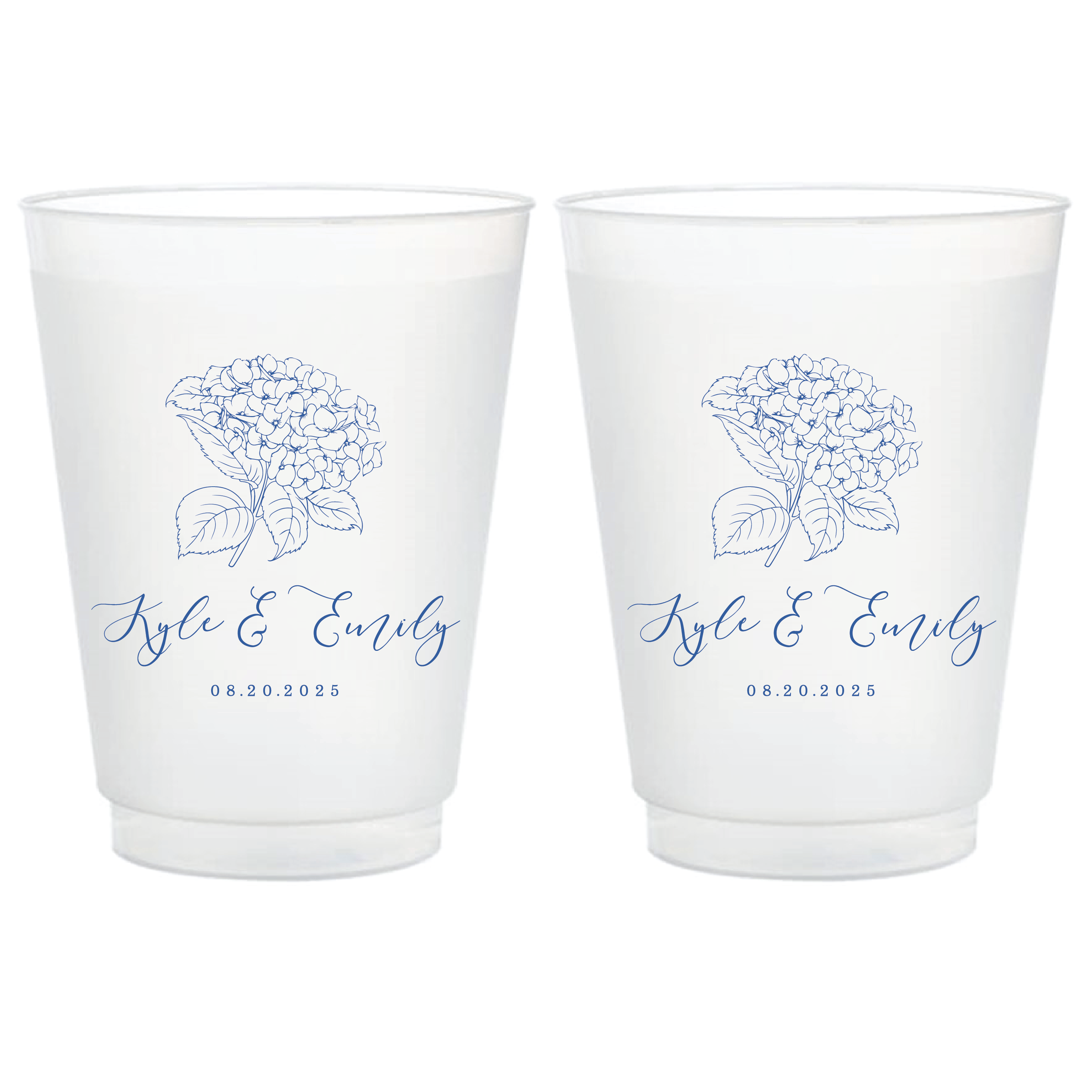 Summer Hydrangea Personalized Frosted Wedding Cups - Cup - Frosted