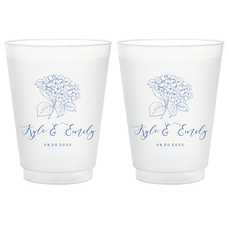Summer Hydrangea Personalized Frosted Wedding Cups - Cup - Frosted