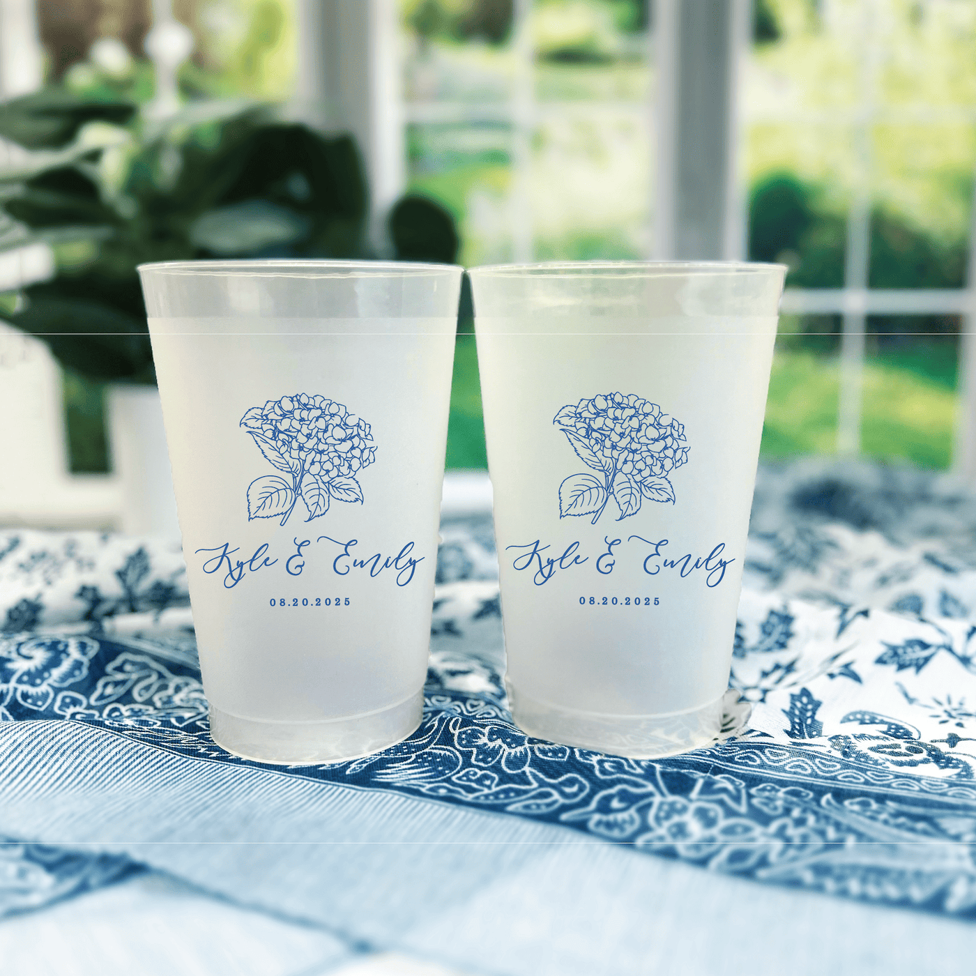 Summer Hydrangea Personalized Frosted Wedding Cups - Cup - Frosted