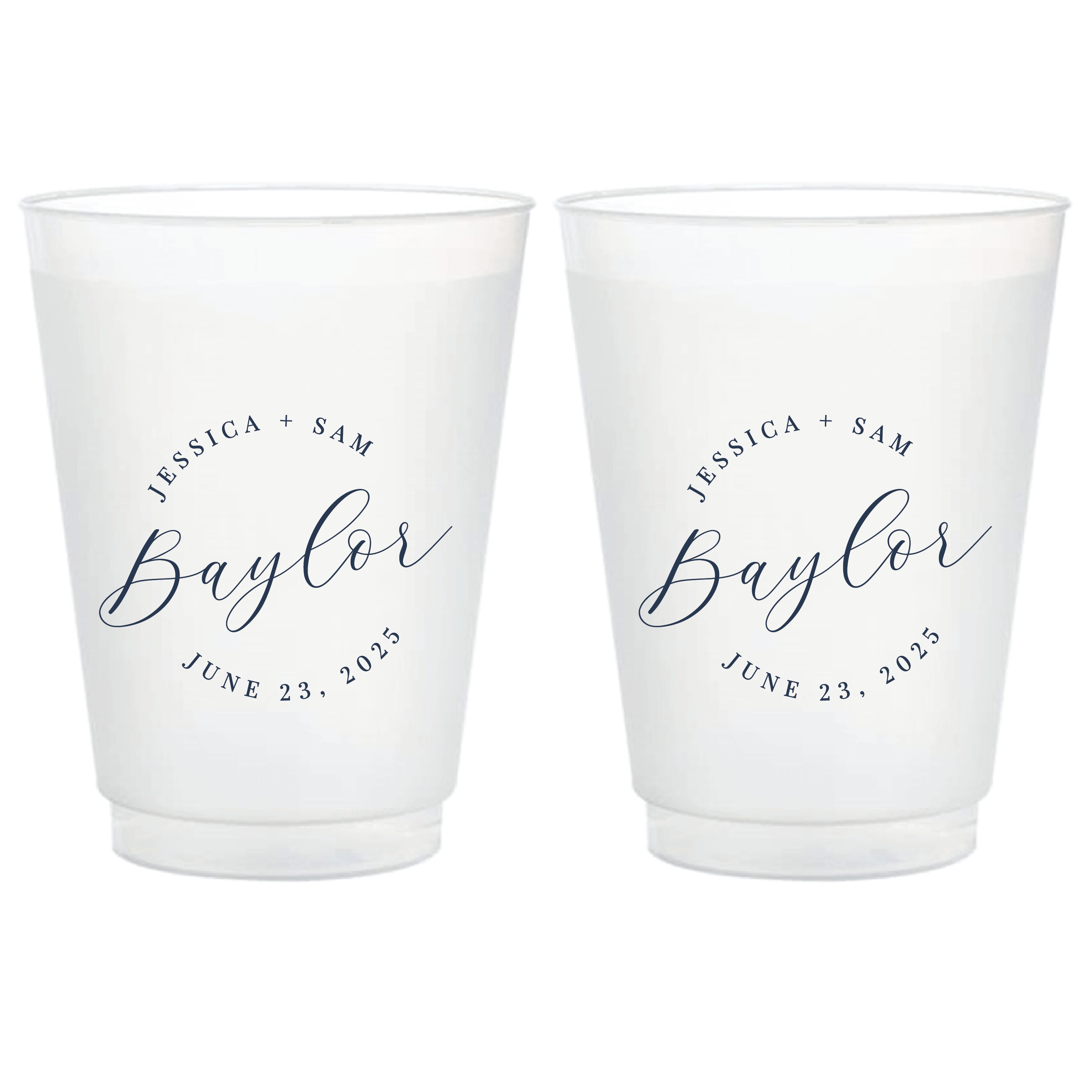 Custom Script Wedding Frosted Shatterproof Cups