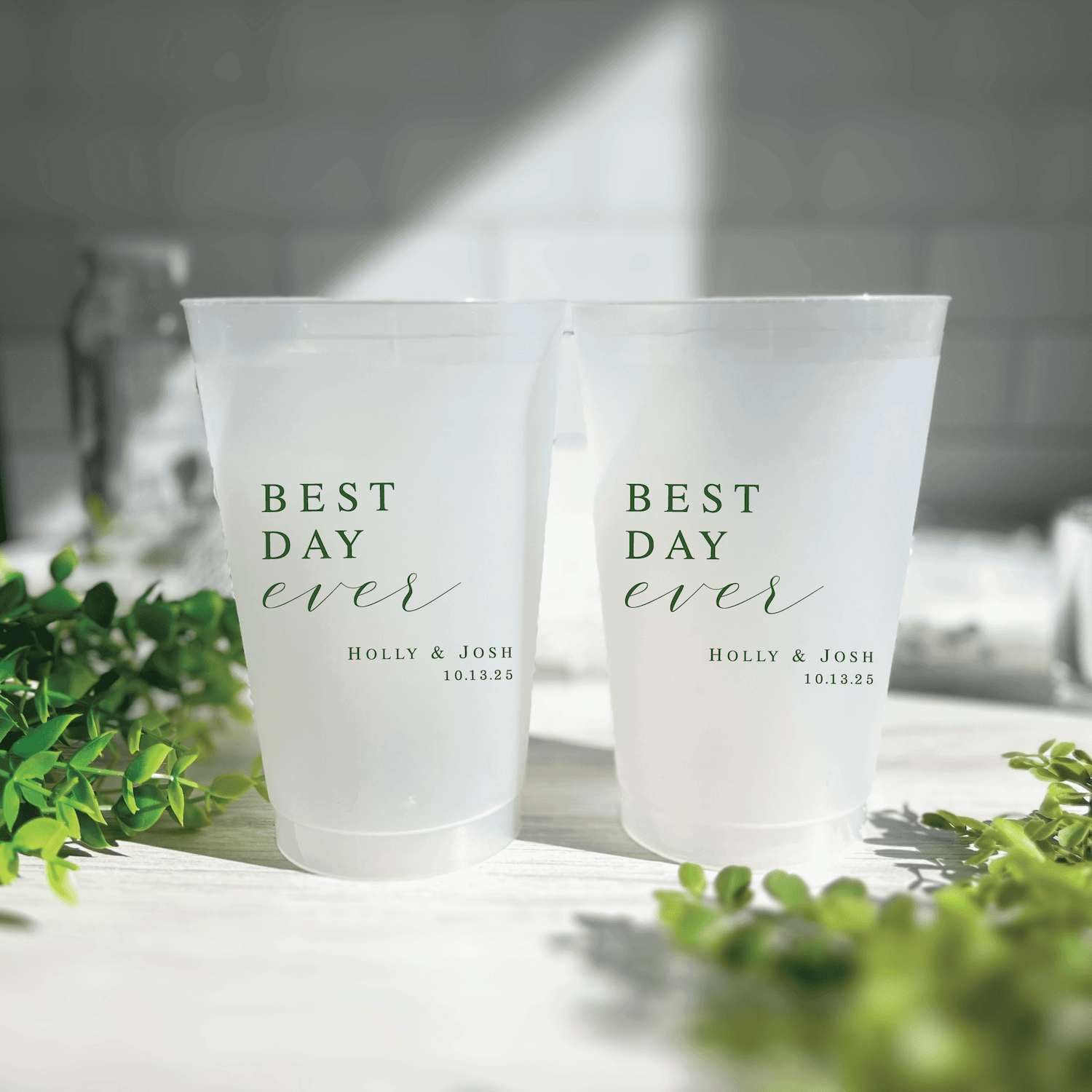 Best Day Ever Frosted Wedding Cups