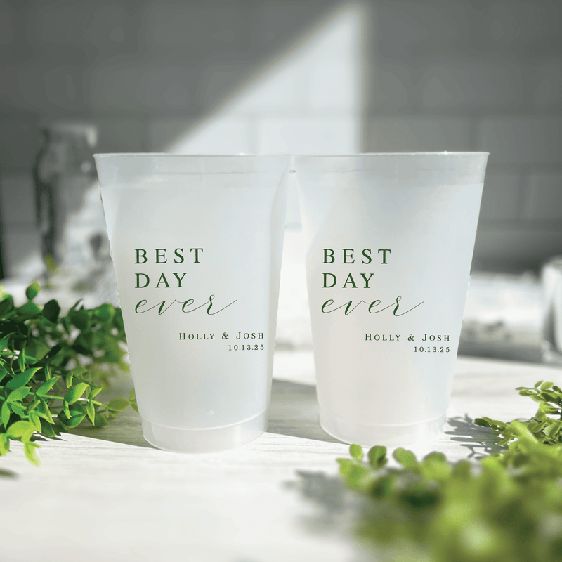 Best Day Ever Frosted Wedding Cups