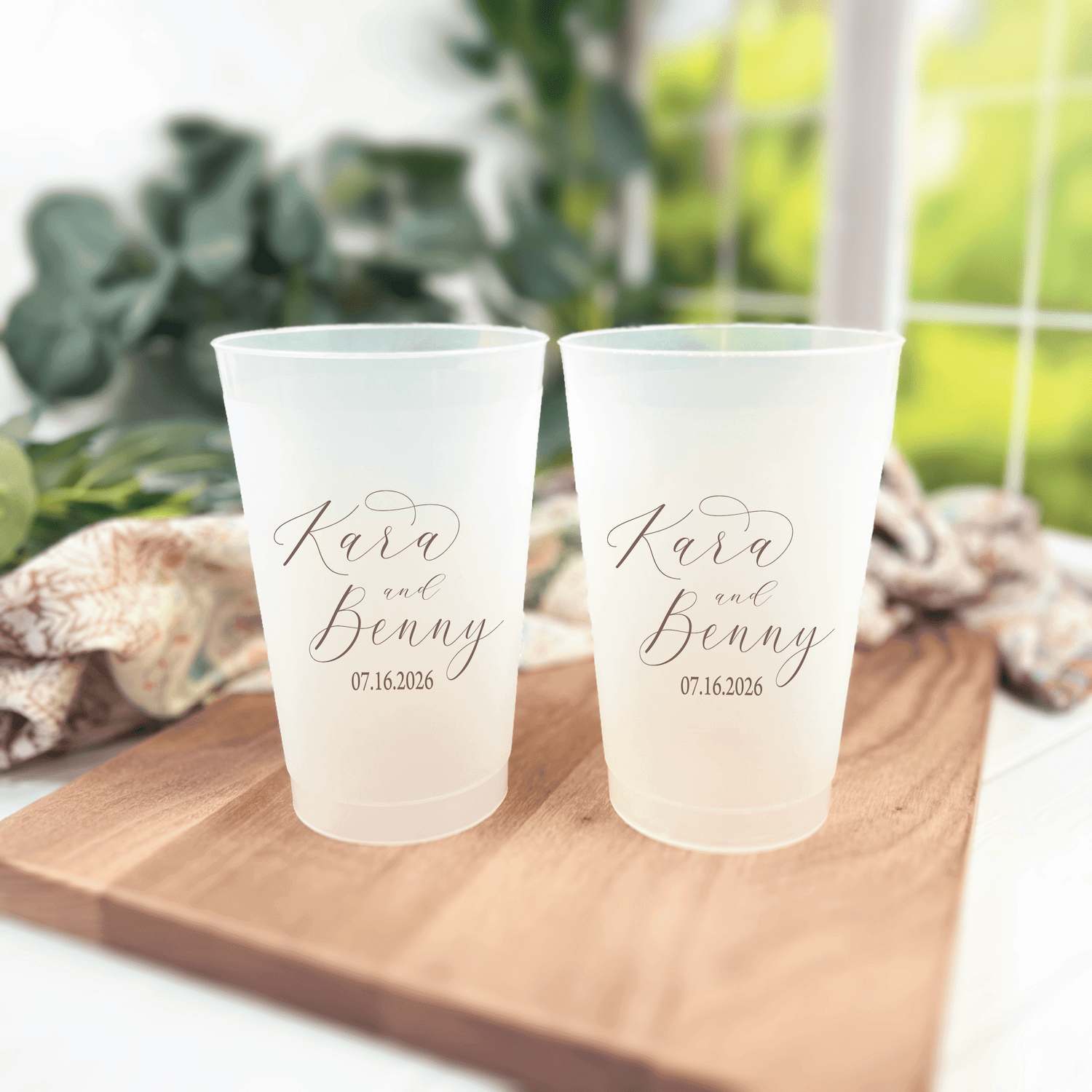 Custom Elegant Script Wedding Cups