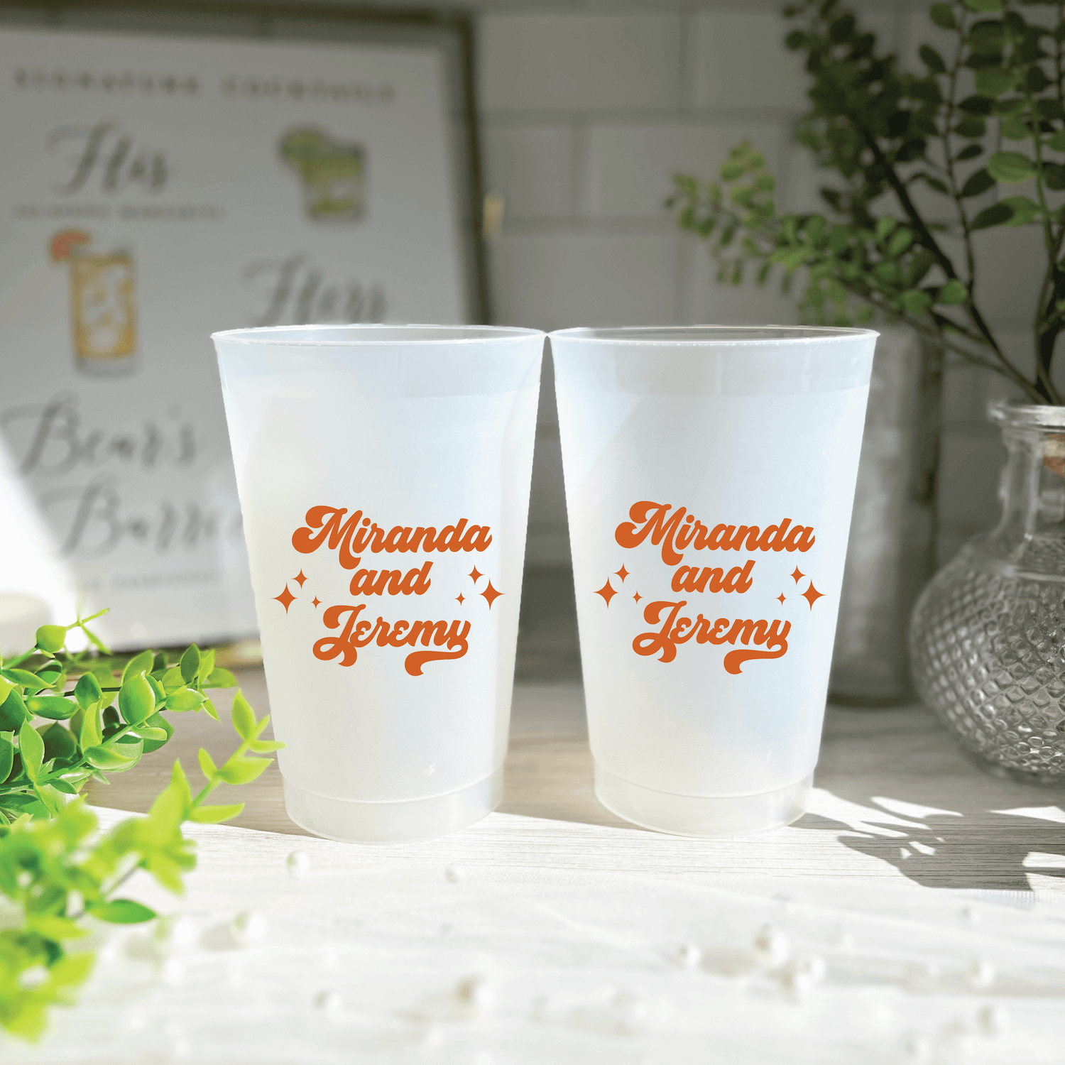 Groovy Retro Personalized Wedding Cups