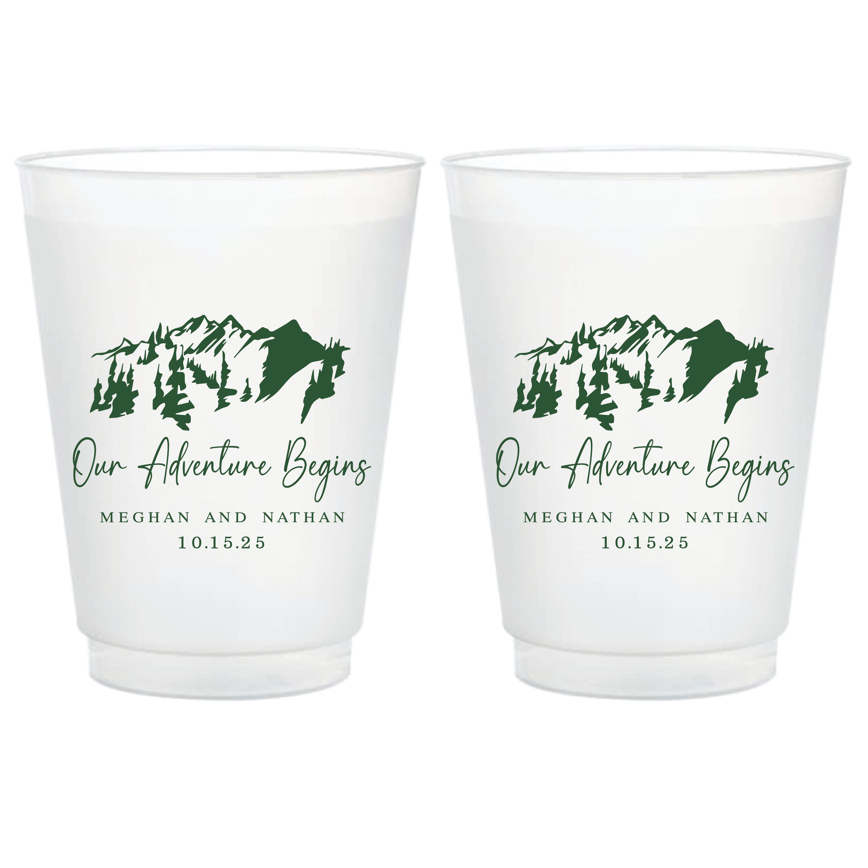Our Adventure Begins Personalized Frosted Wedding Cups - Mountains - Cup - Frosted