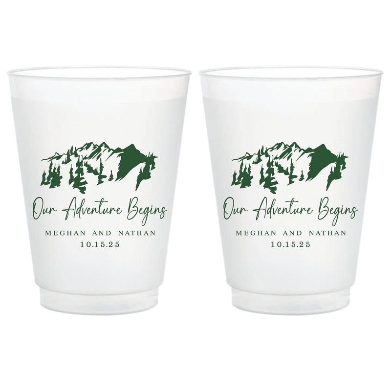 Our Adventure Begins Personalized Frosted Wedding Cups - Mountains - Cup - Frosted