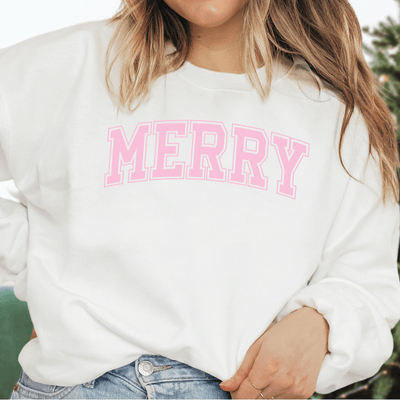 Pink Merry Varsity Christmas Shirt