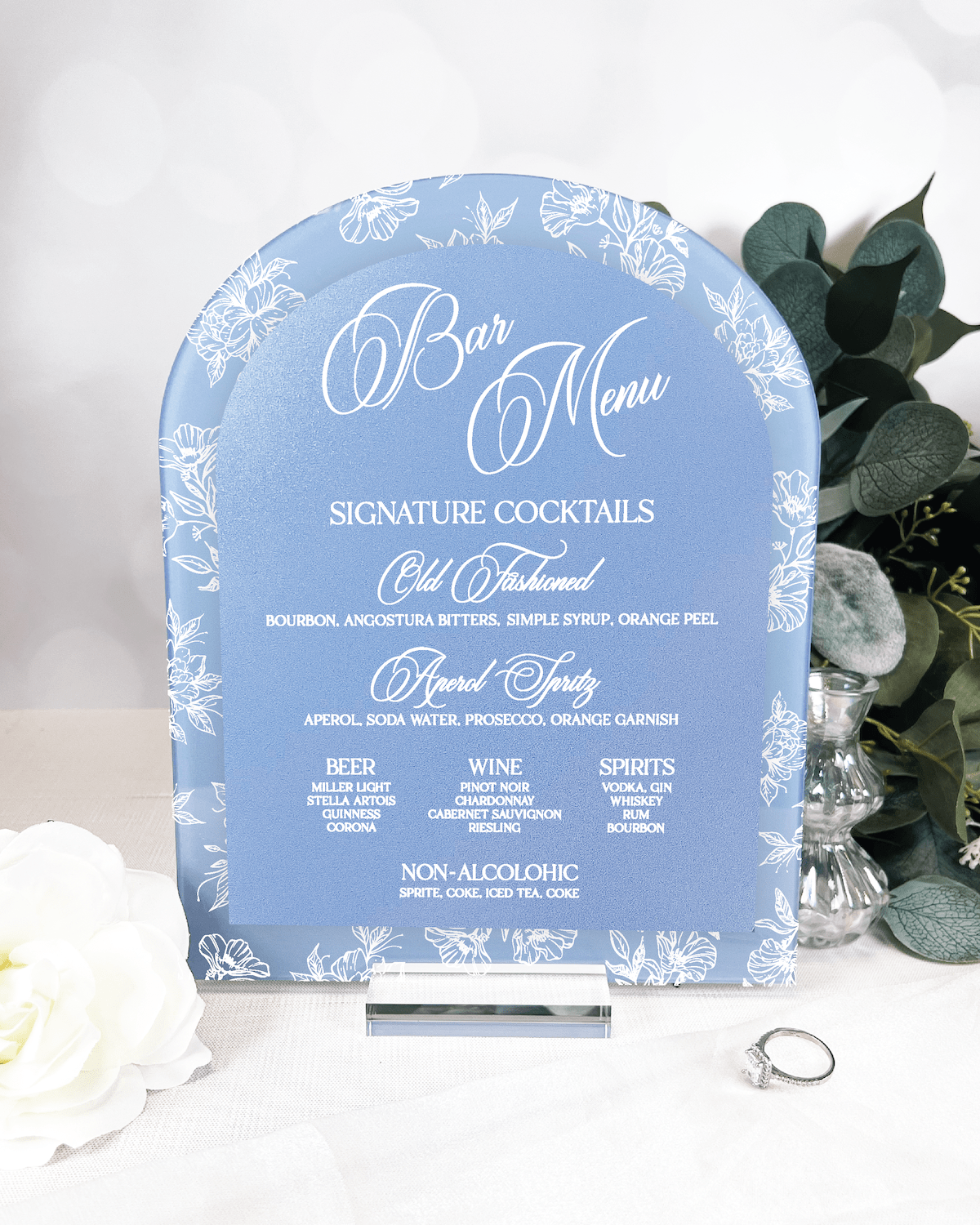 Toile Floral Chinoiserie Bar Menu Wedding Sign