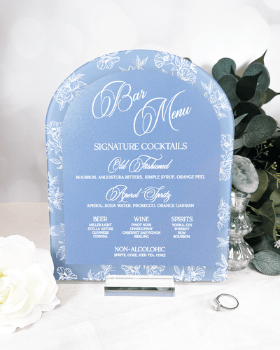 Toile Floral Chinoiserie Bar Menu Wedding Sign
