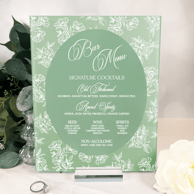 Toile Floral Chinoiserie Bar Menu Wedding Sign
