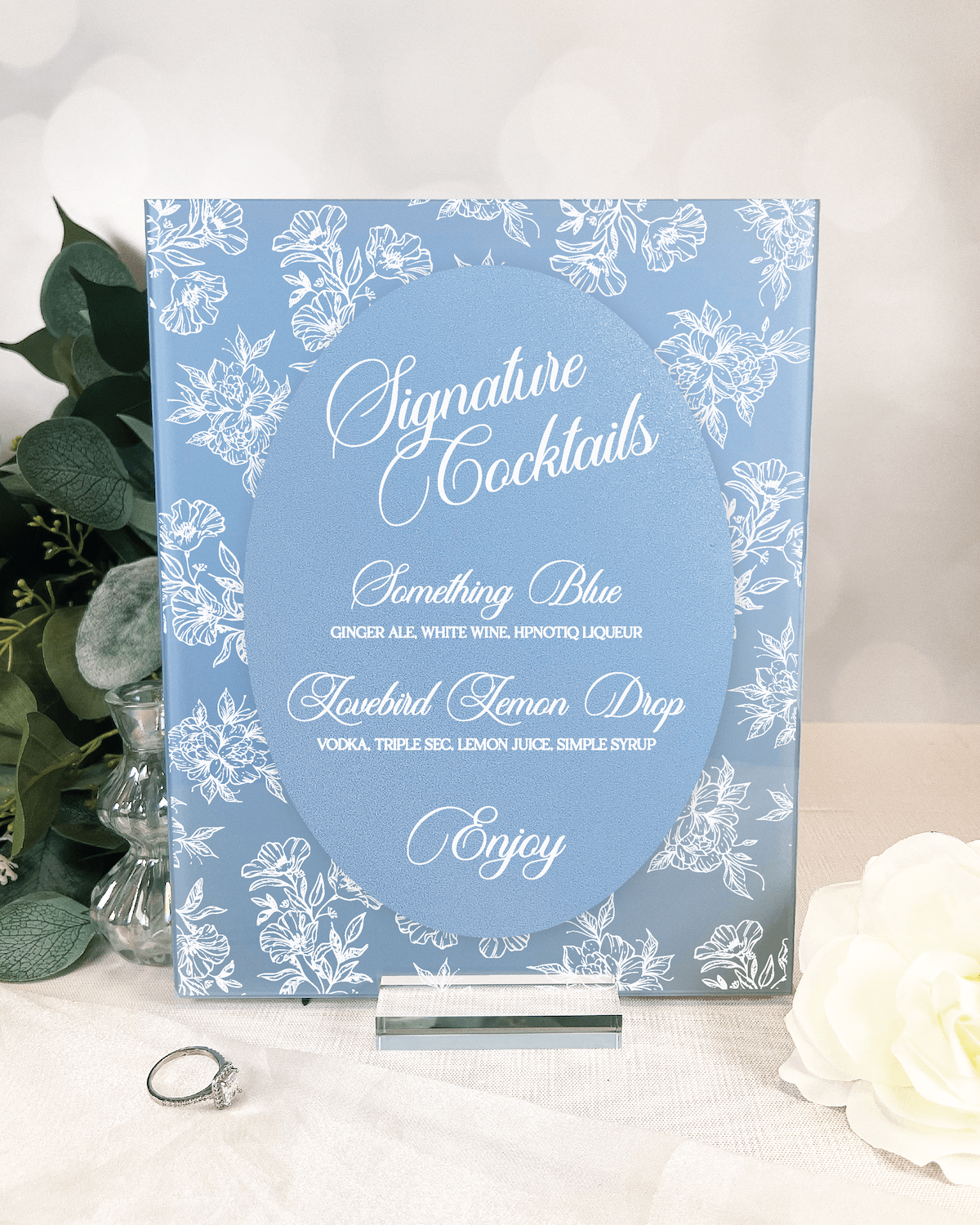 Signature Cocktail Toile Floral Chinoiserie Sign
