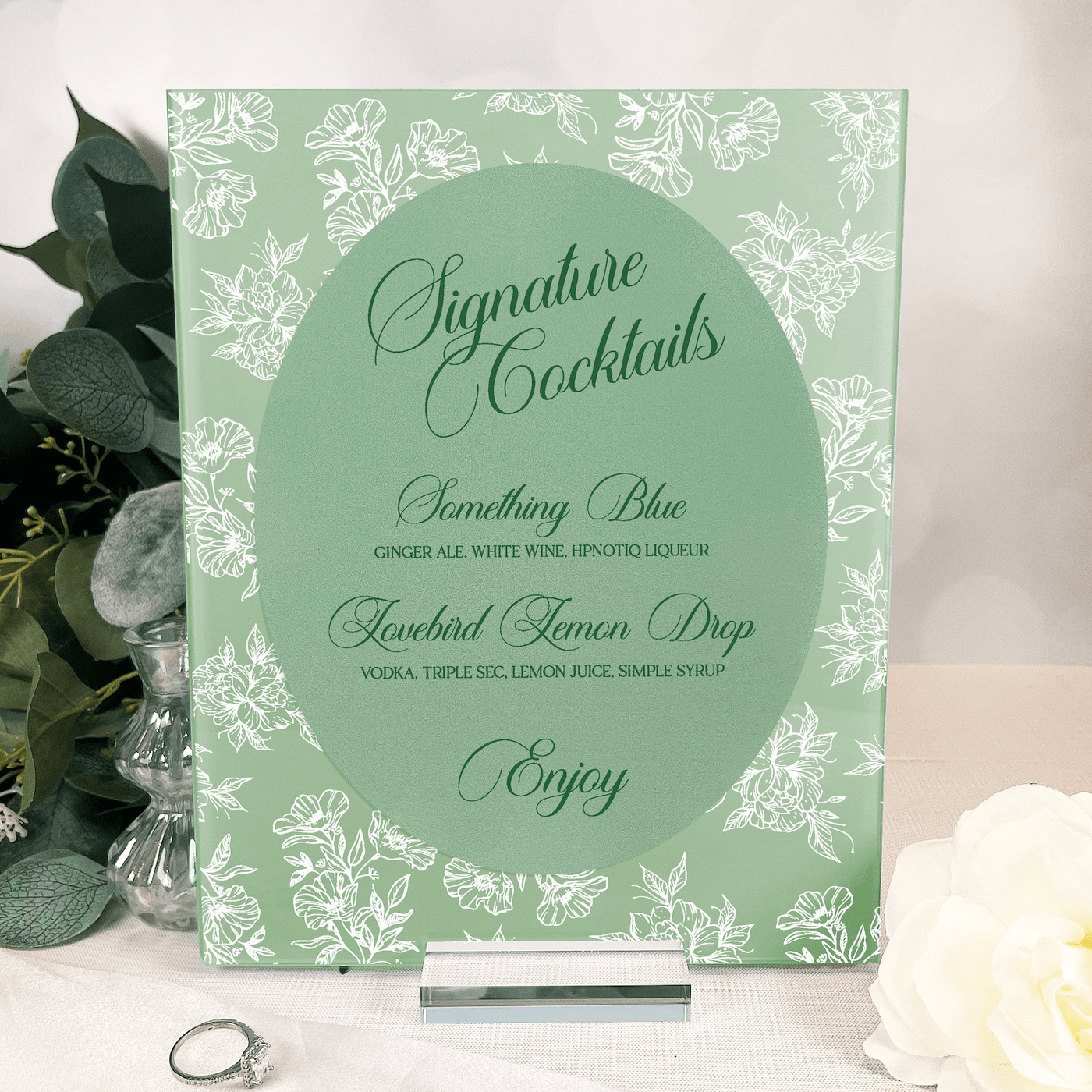 Signature Cocktail Toile Floral Chinoiserie Sign