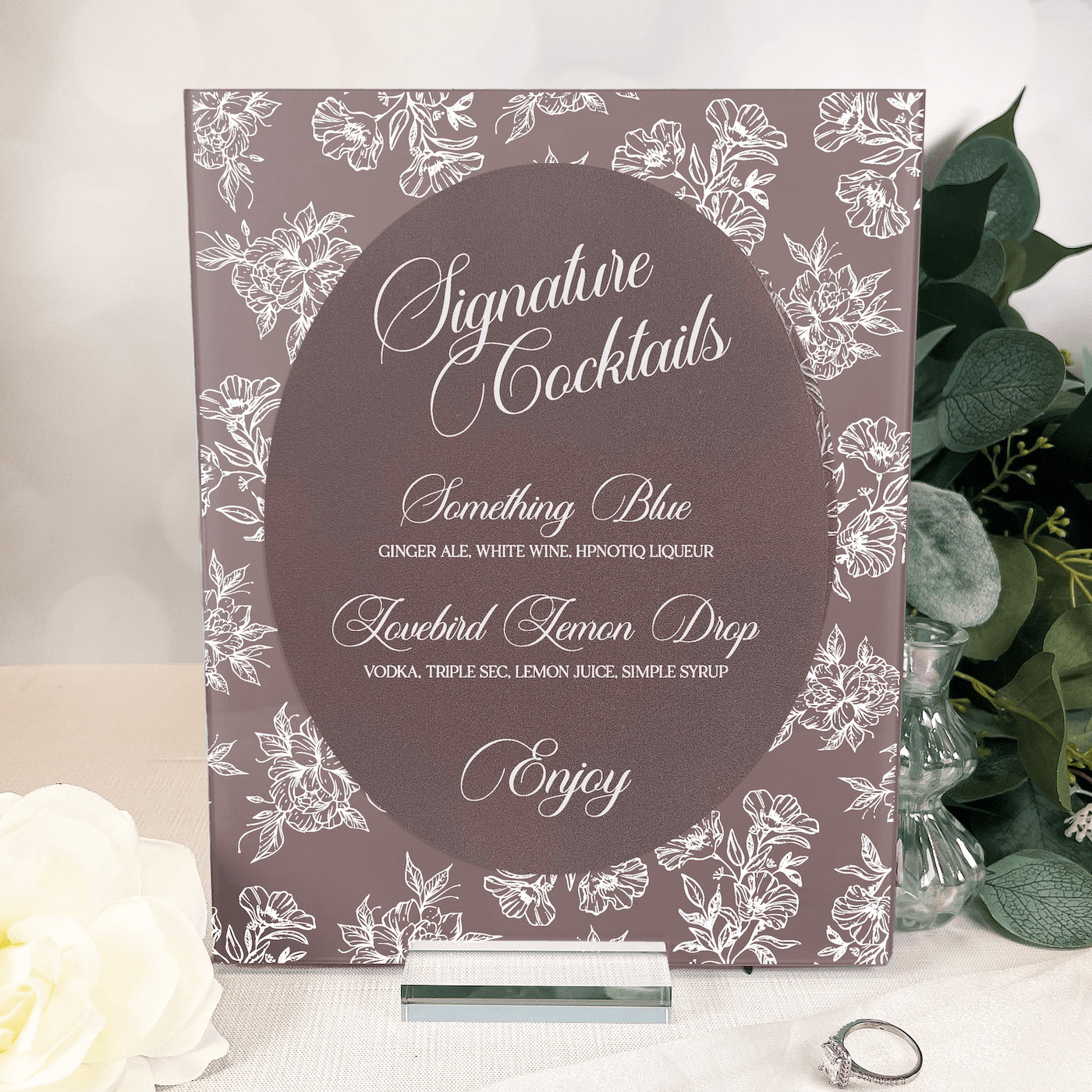 Signature Cocktail Toile Floral Chinoiserie Sign