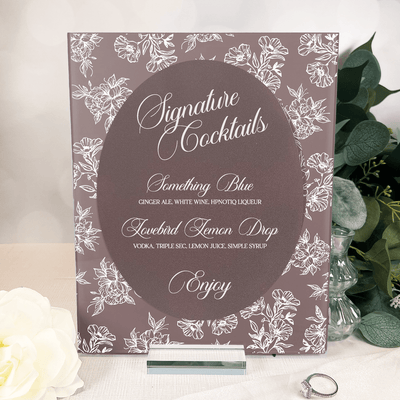 Signature Cocktail Toile Floral Chinoiserie Sign