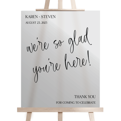 We're So Glad You're Here Wedding Ceremony Sign