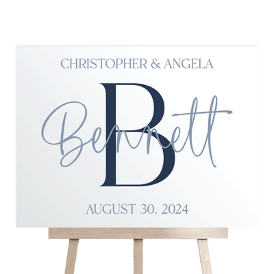 Last Name & Initial Wedding Welcome Sign - Welcome Sign