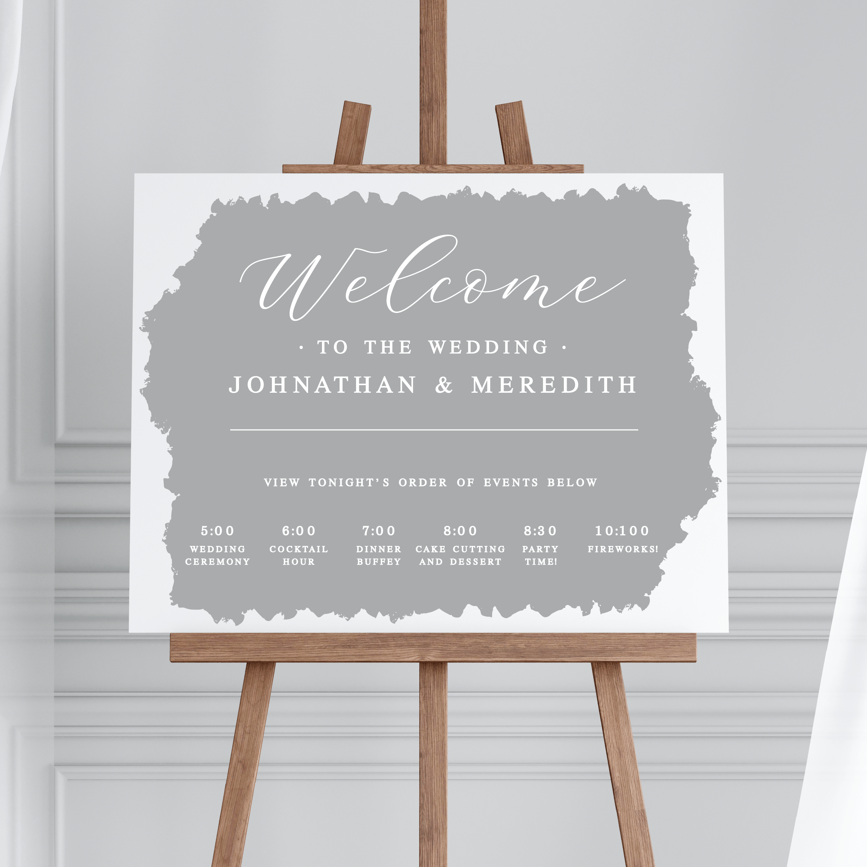 Painted-Effect Order of Events Wedding Welcome Sign - Welcome Sign