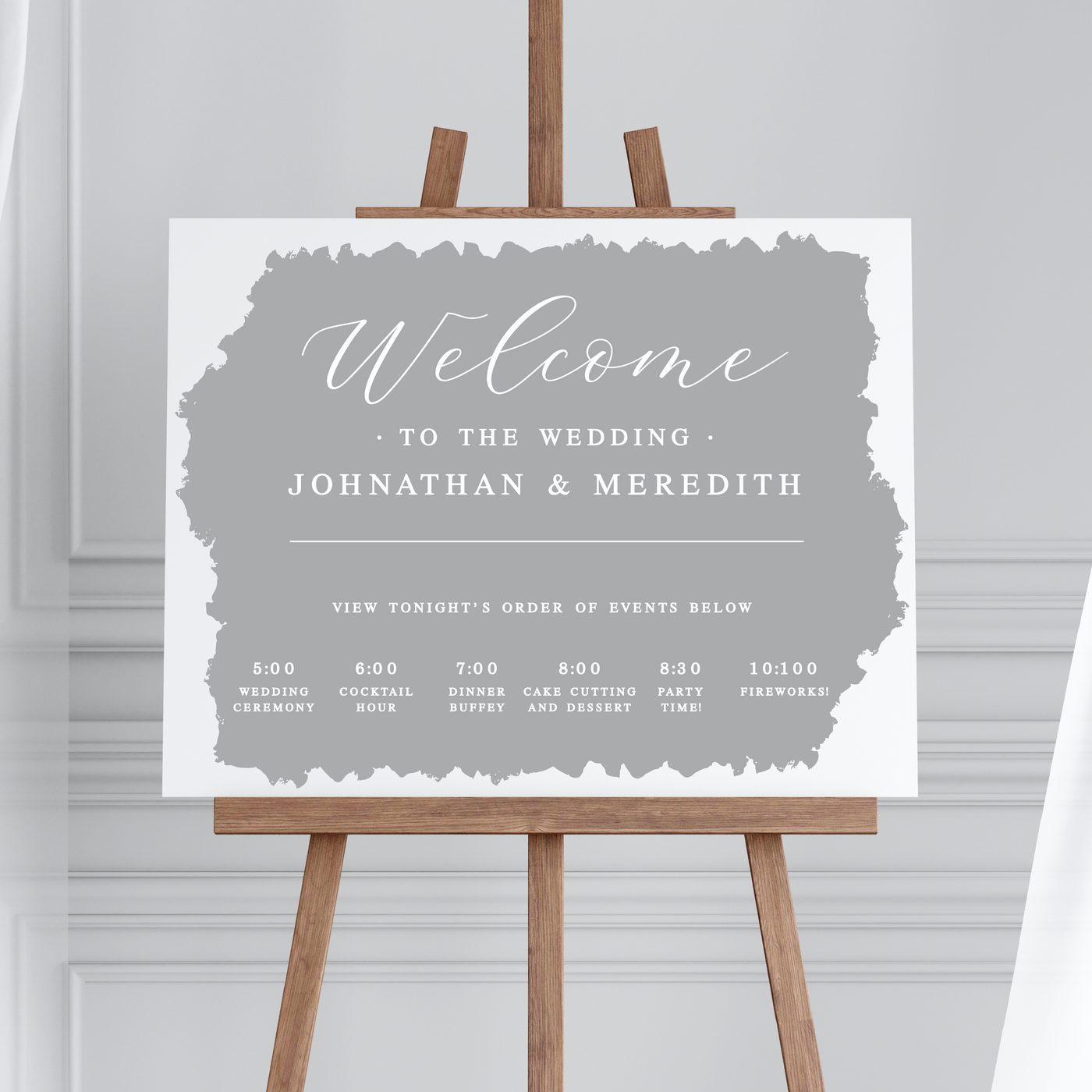 Painted-Effect Order of Events Wedding Welcome Sign