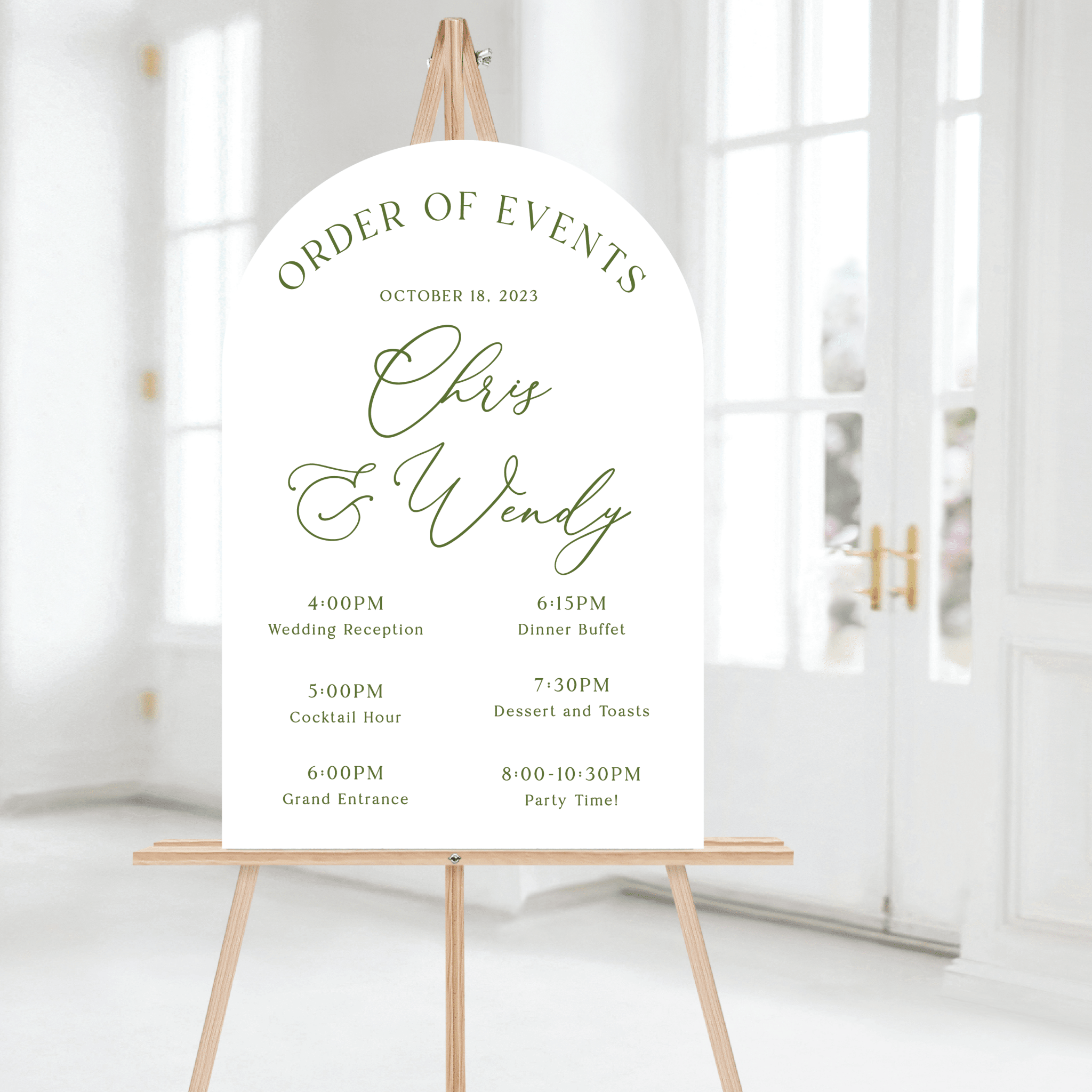 Modern Order of Events Sign - Welcome Sign