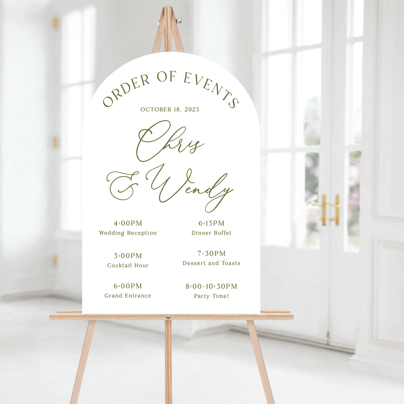 Modern Arched Order of Events Welcome Sign
