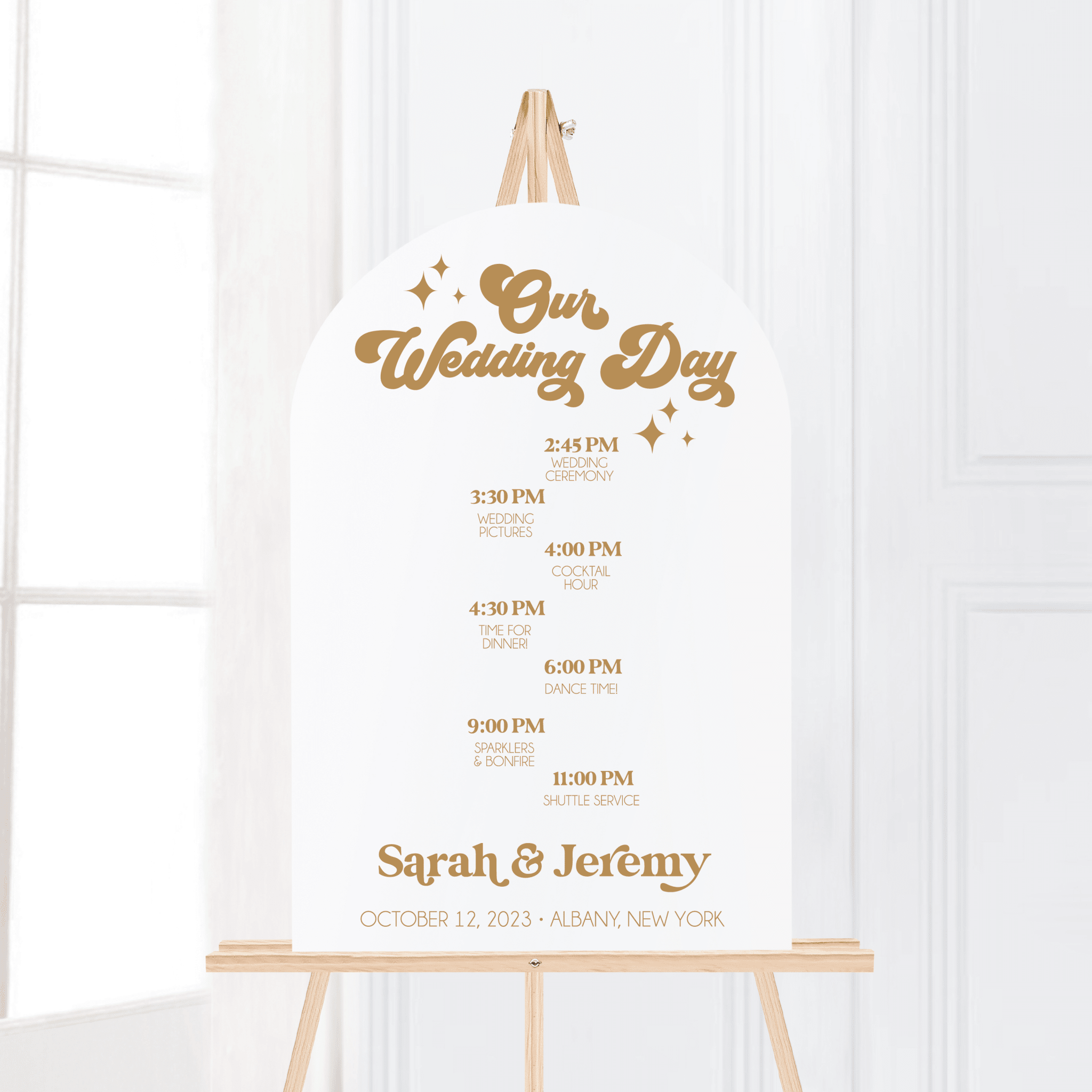 Groovy Arched Order of Events Welcome Sign - Welcome Sign