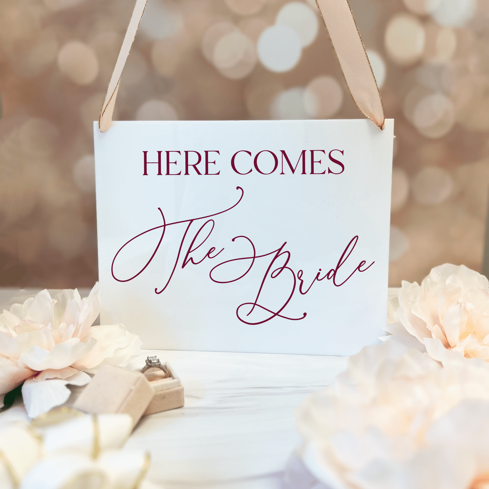 Here Comes The Bride Acrylic Wedding Sign - Table Signs