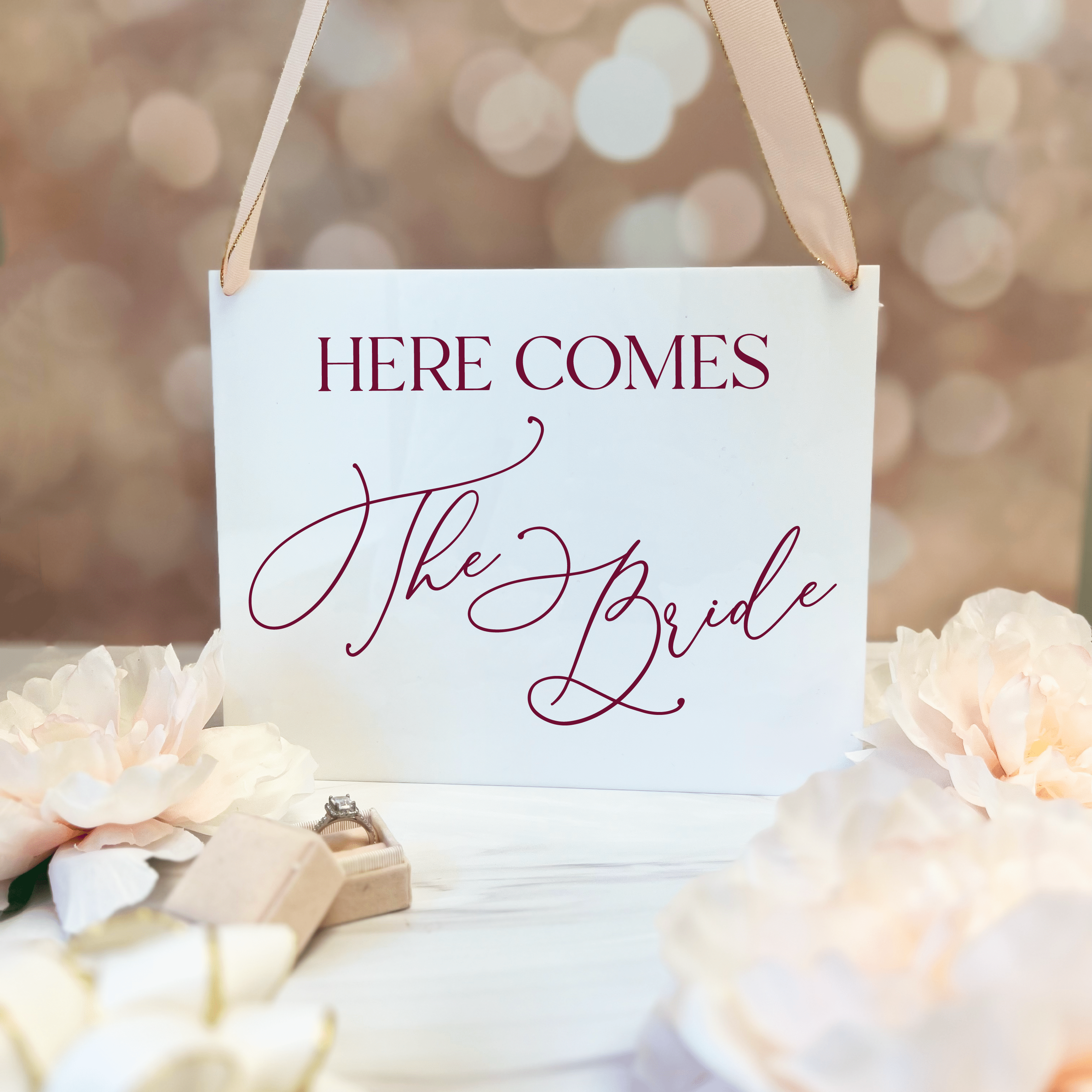 Here Comes The Bride Acrylic Wedding Sign - Table Signs