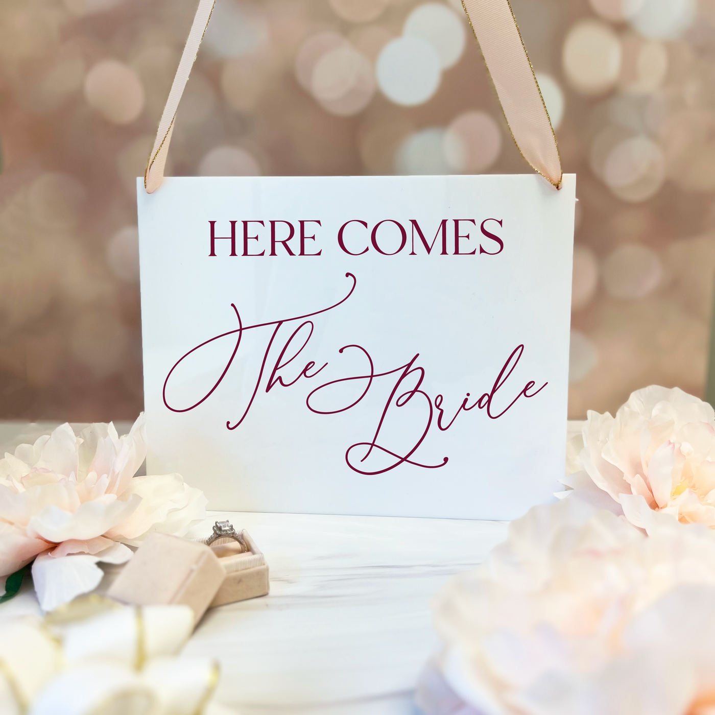 Here Comes The Bride Acrylic Wedding Sign