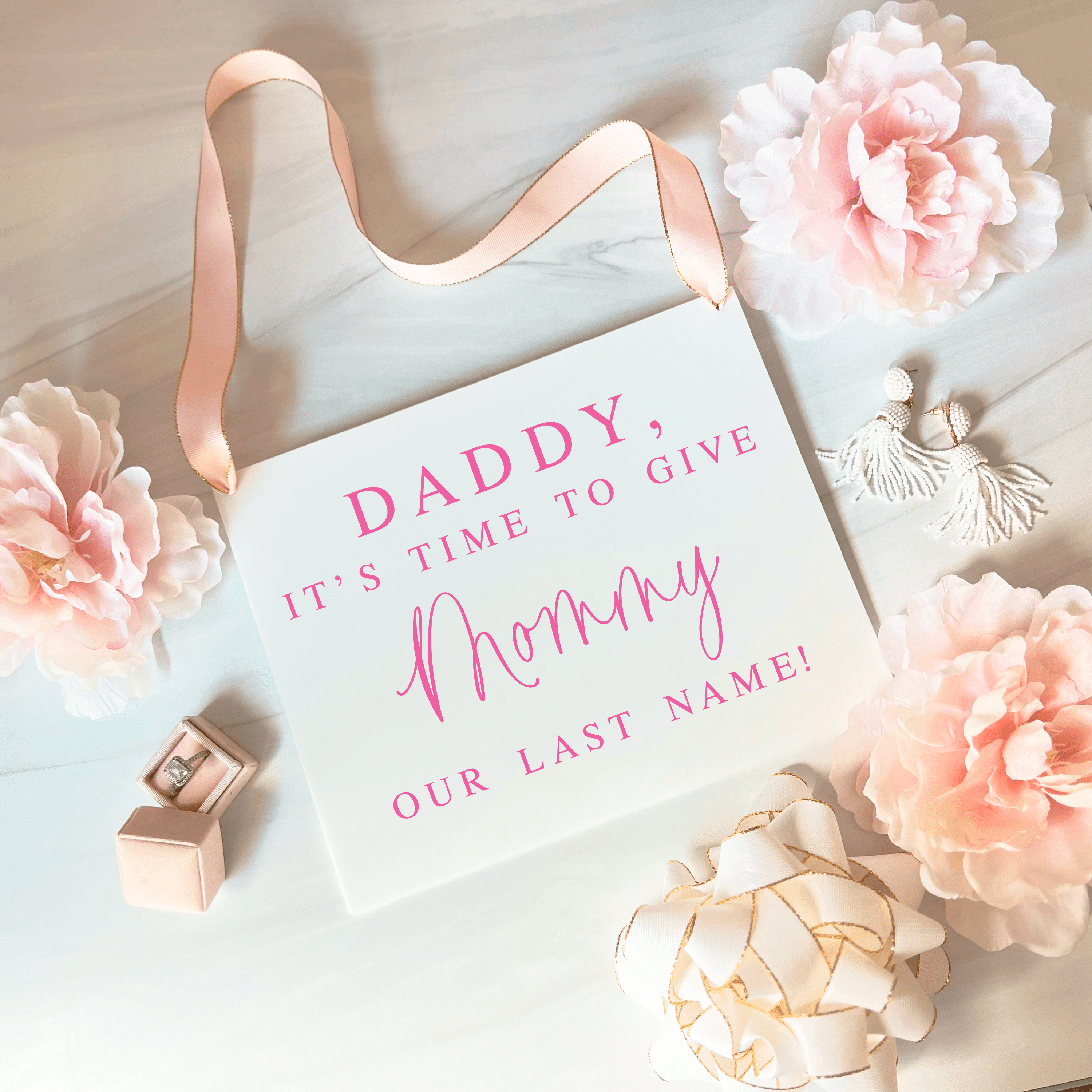 Time to Give Mommy Our Last Name Acrylic Wedding Sign - Table Signs