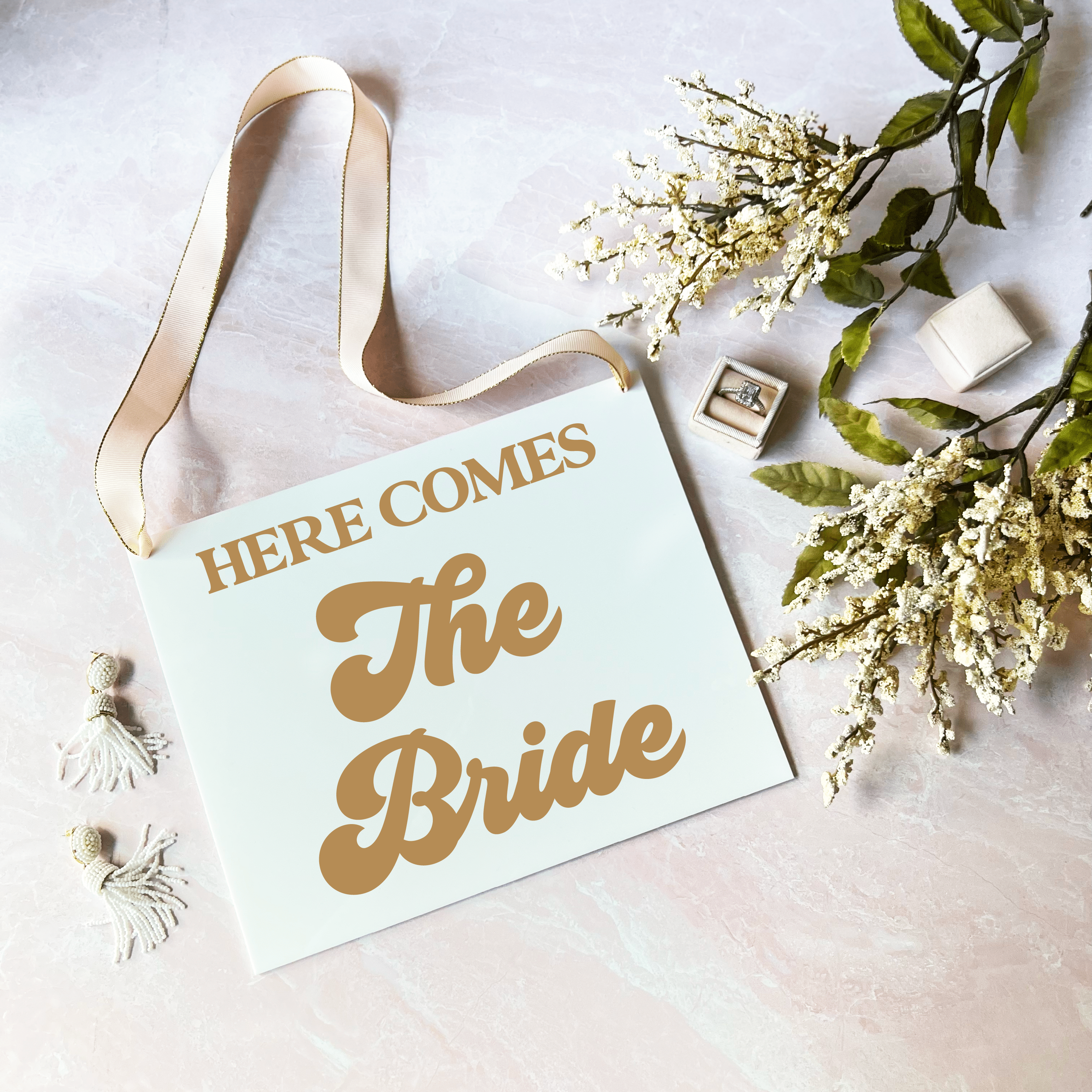 Here Comes The Bride Acrylic Wedding Sign - Table Signs