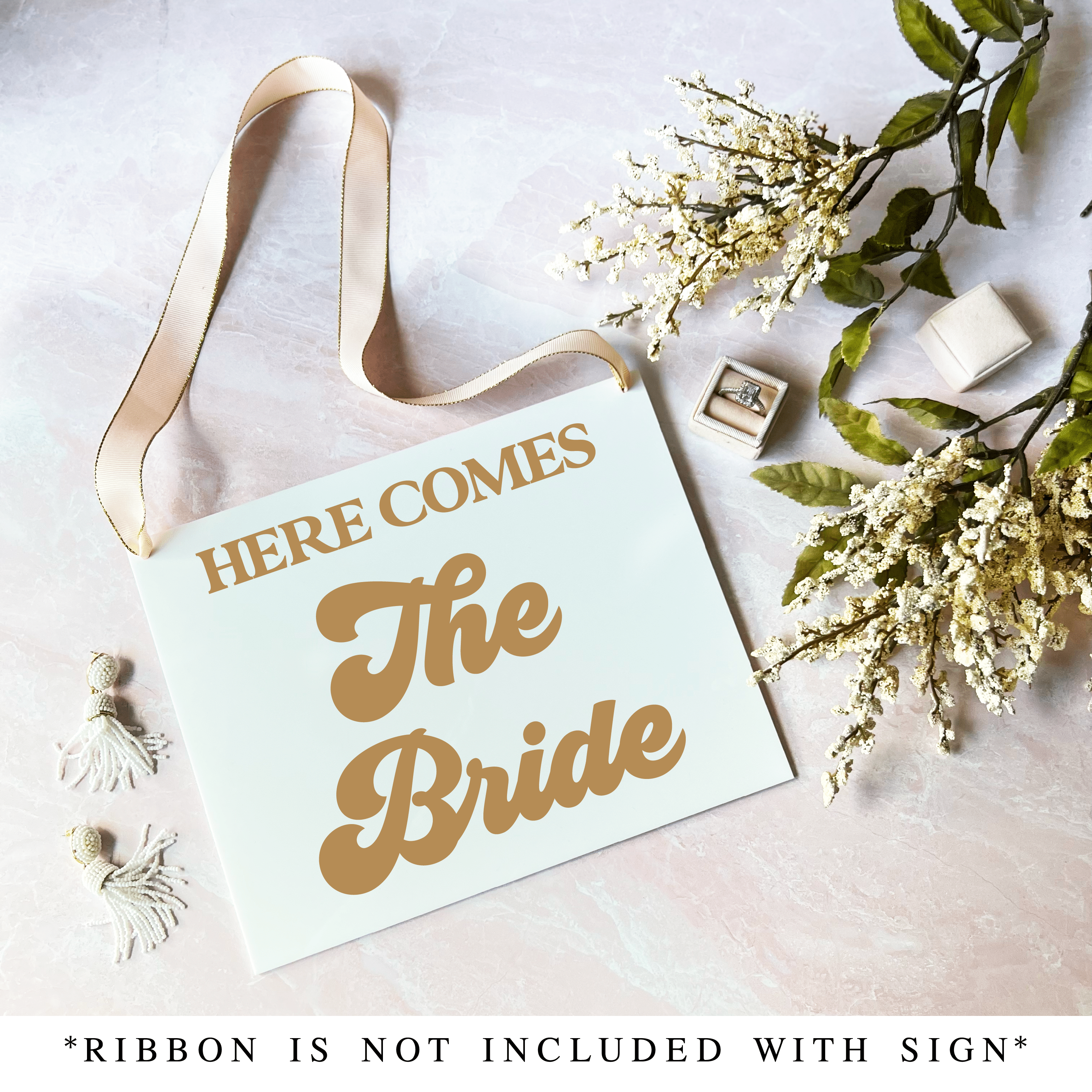 Here Comes The Bride Acrylic Wedding Sign - Table Signs
