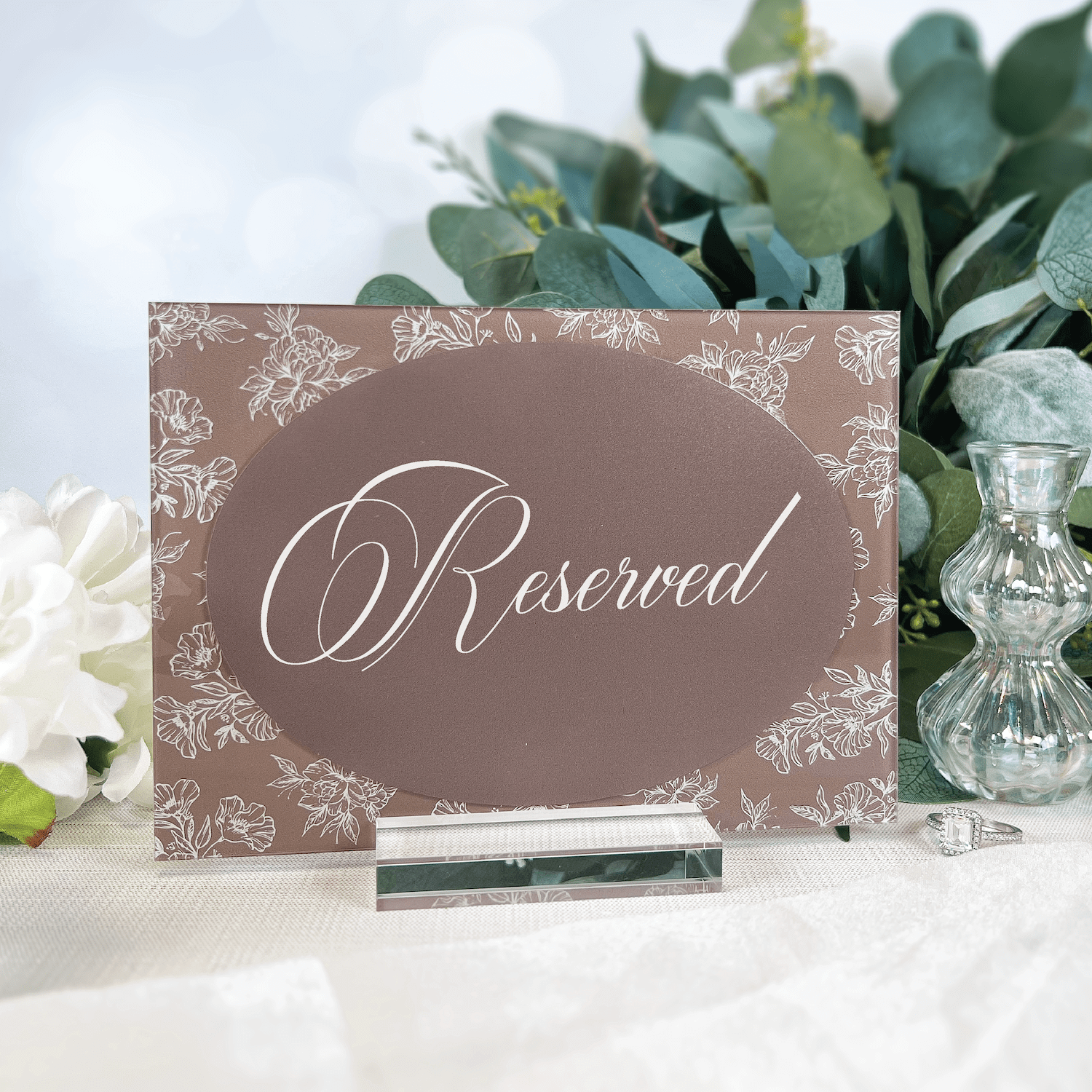 Toile Floral Chinoiserie Reserved Acrylic Sign