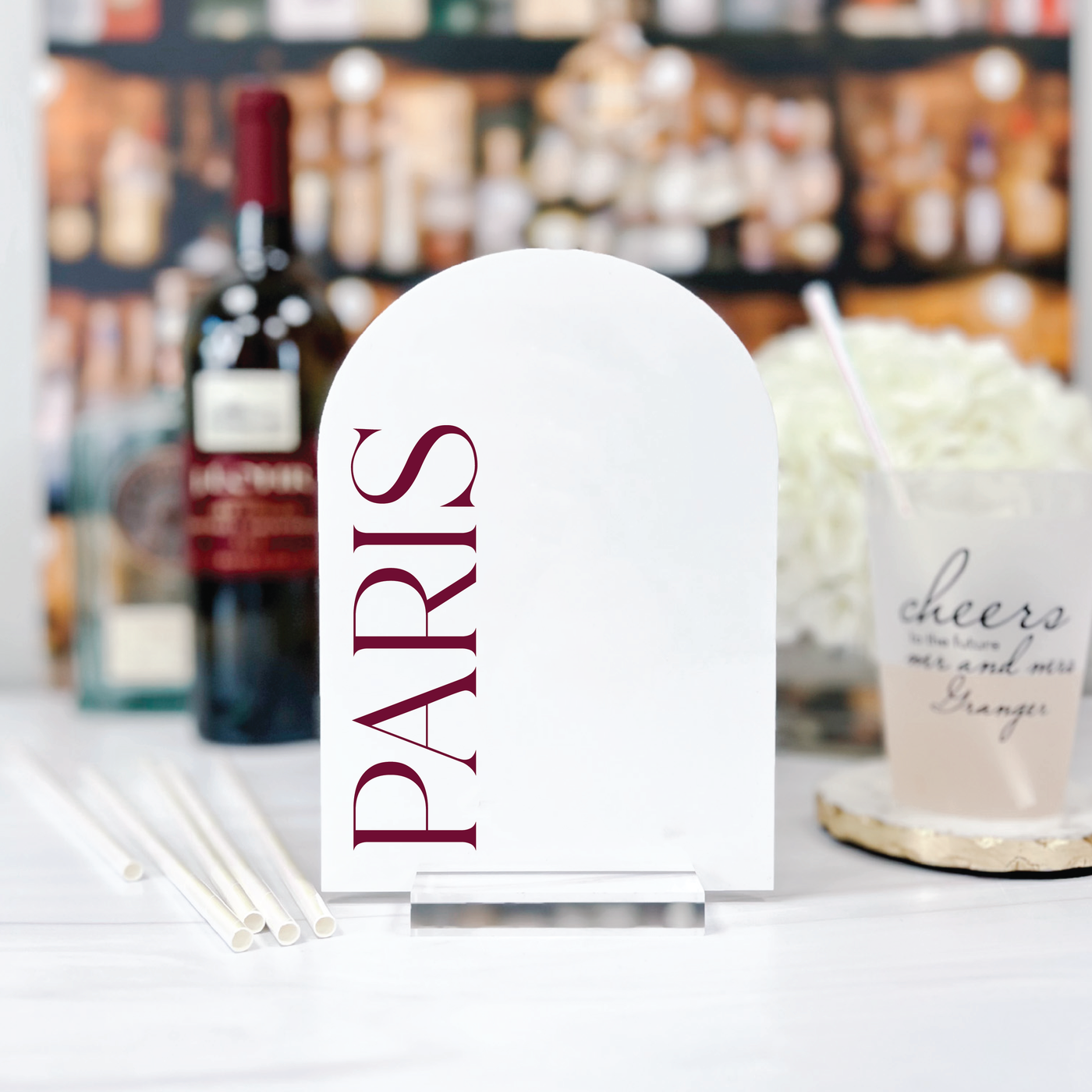 Famous Cities Arched Acrylic Table Numbers