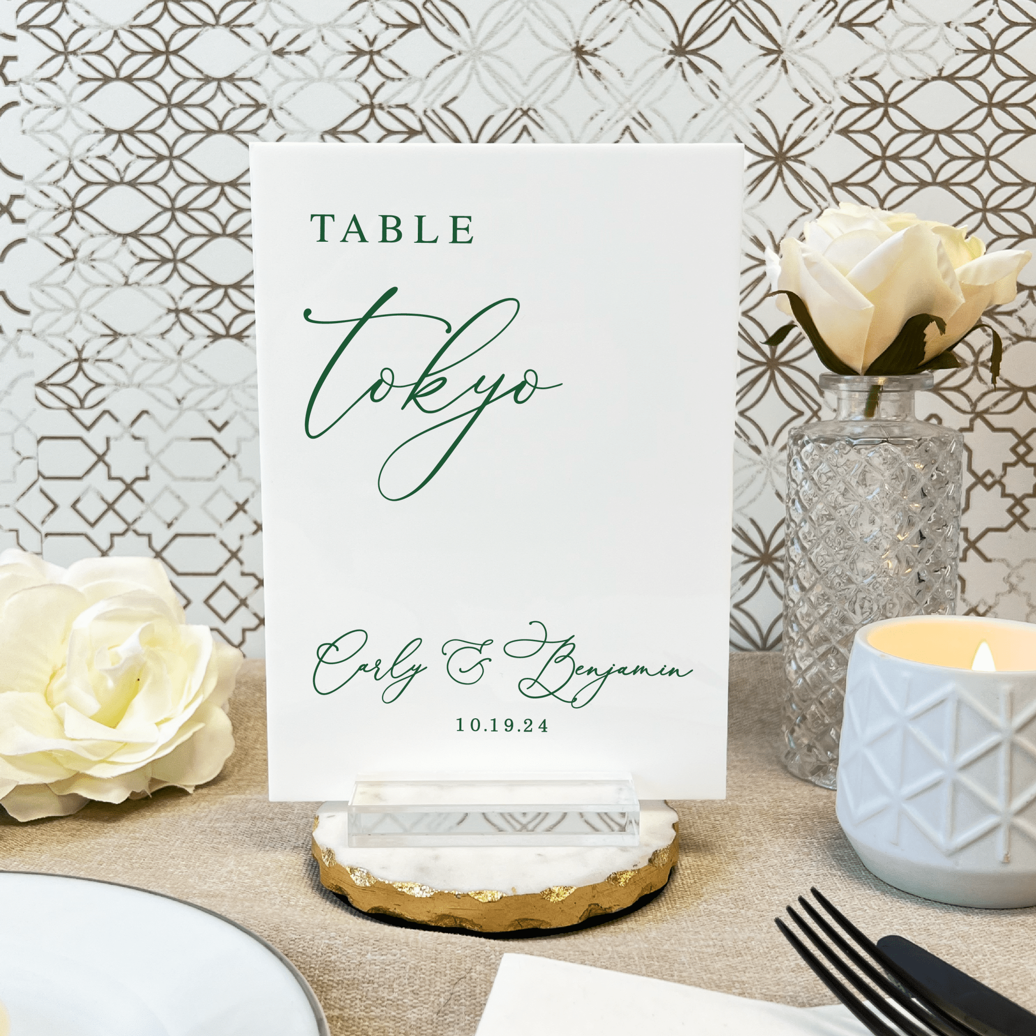 Custom Acrylic City Table Signs - Table Numbers